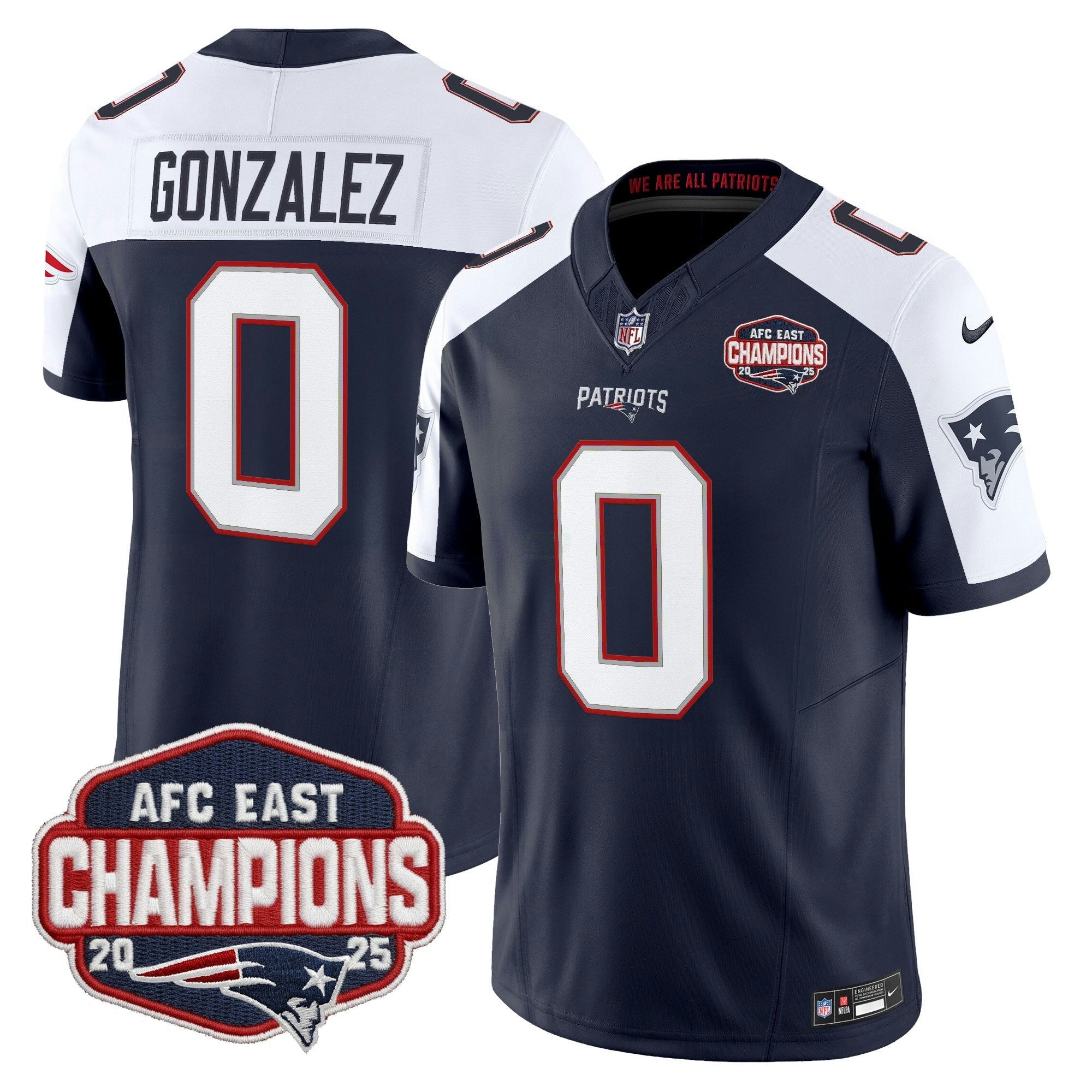 Camisa NFL Men’s New England 2025 AFC East Division Champions Vapor Limited Jersey