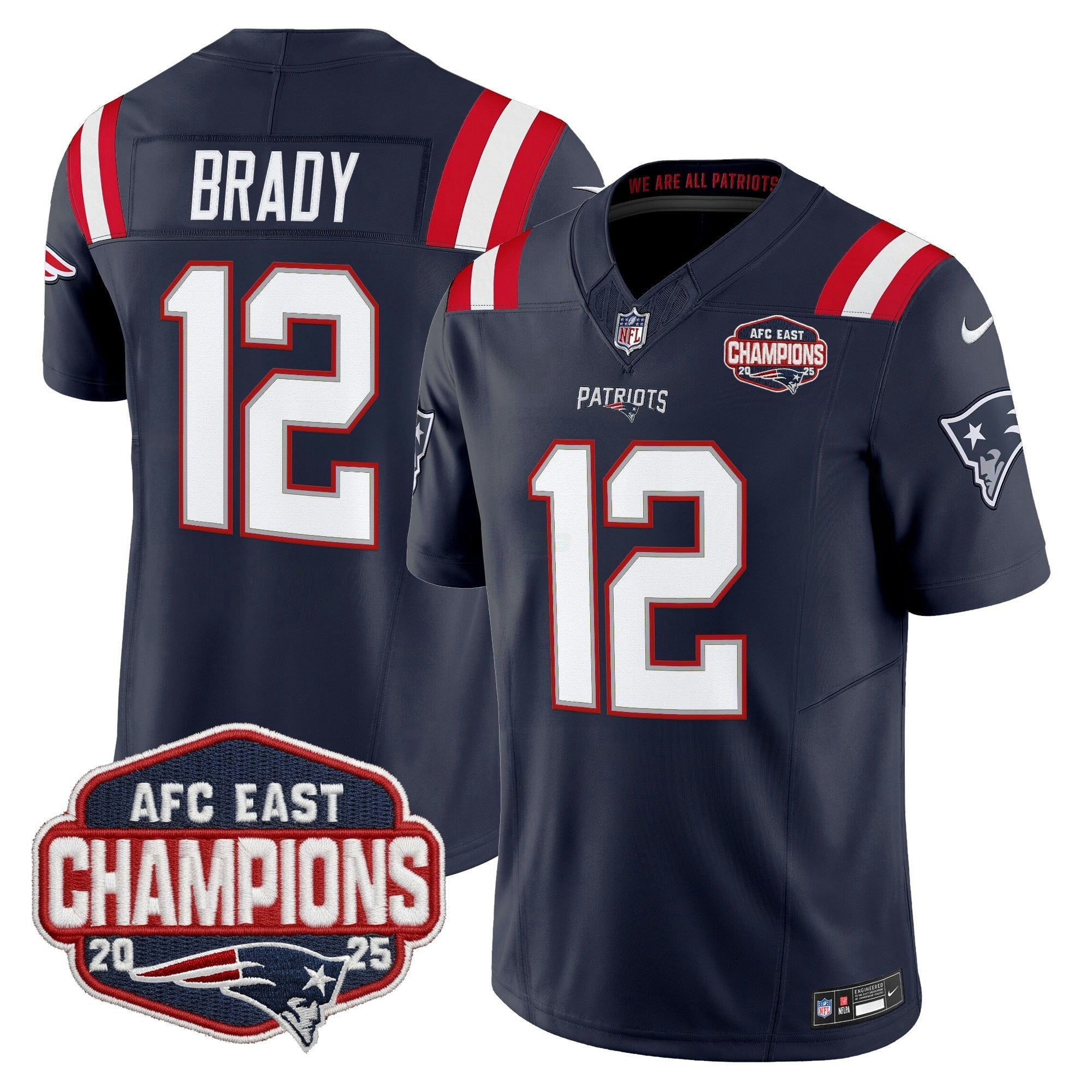 Camisa NFL Men’s New England 2025 AFC East Division Champions Vapor Limited Jersey