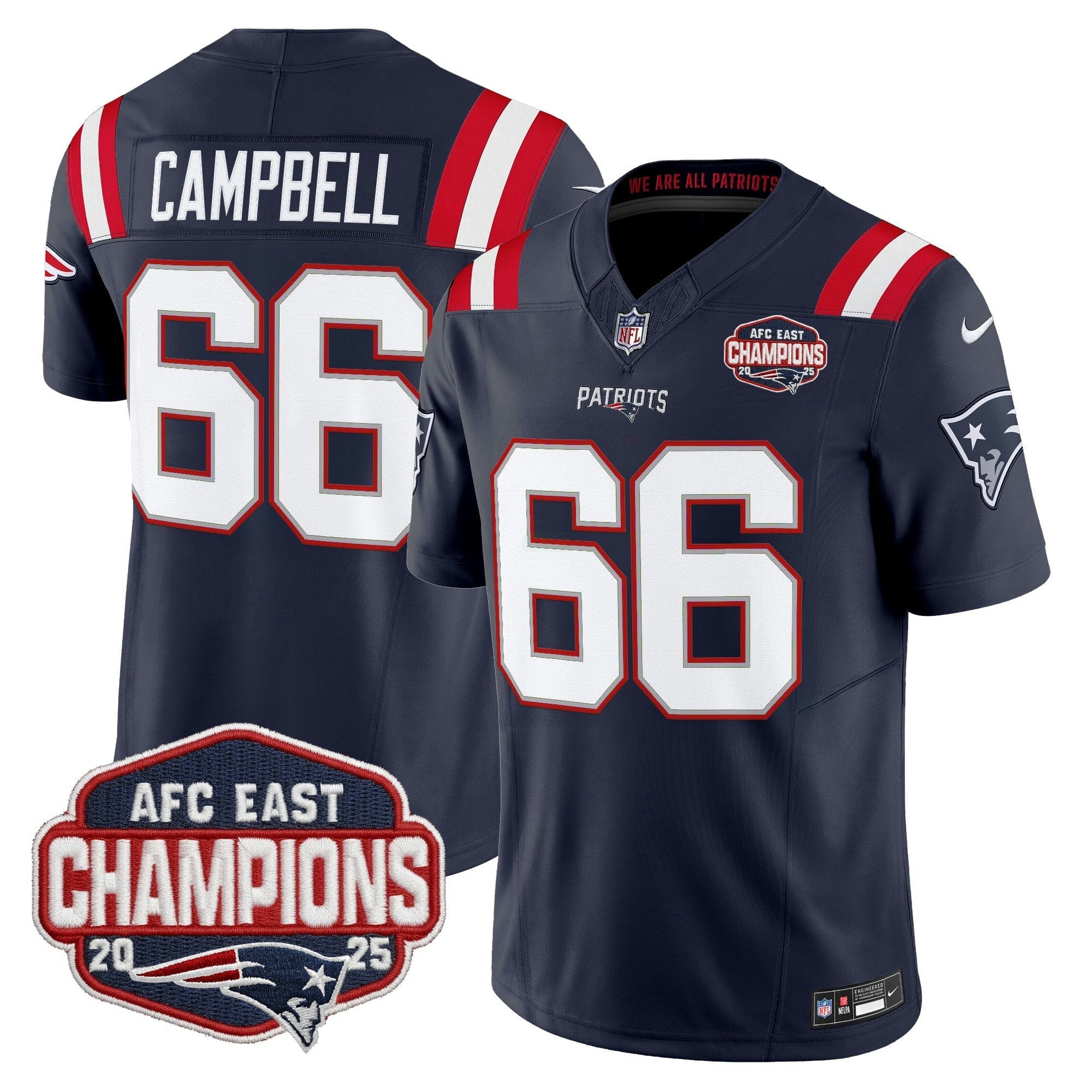 Camisa NFL Men’s New England 2025 AFC East Division Champions Vapor Limited Jersey