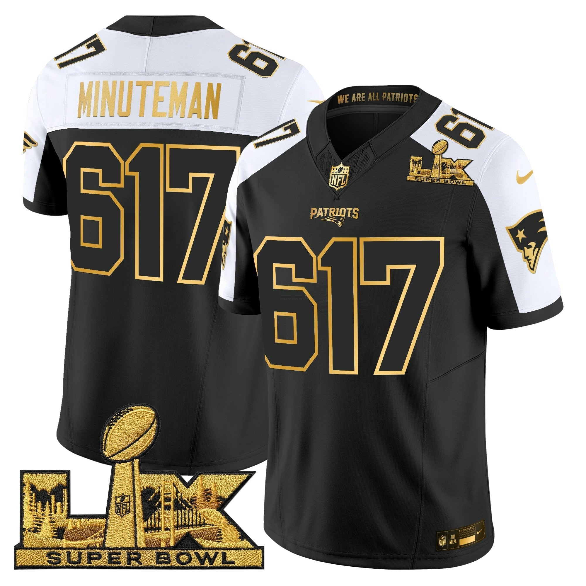 Camisa NFL Men’s New England Super Bowl LX Dourada Vapor Limited Jersey
