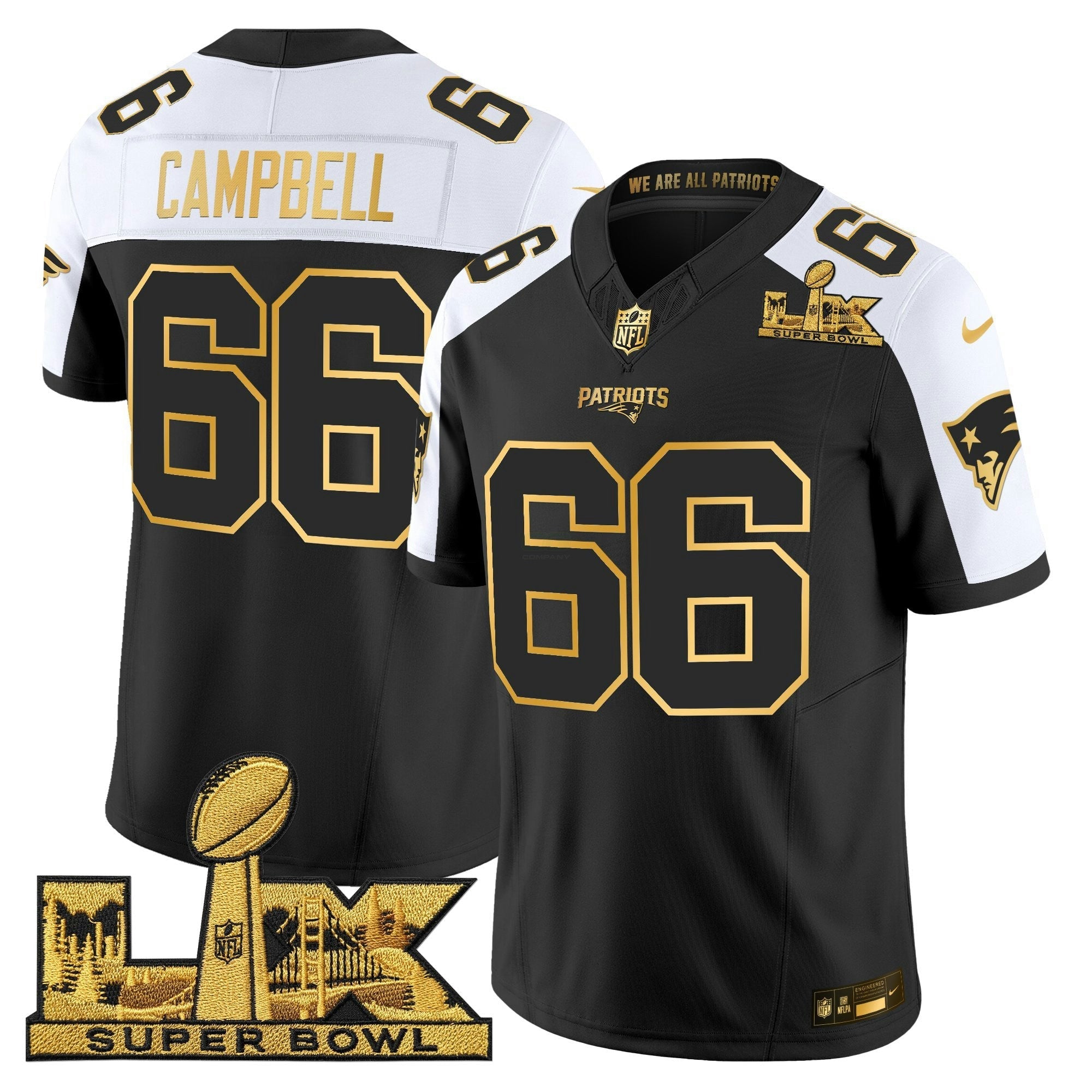 Camisa NFL Men’s New England Super Bowl LX Dourada Vapor Limited Jersey
