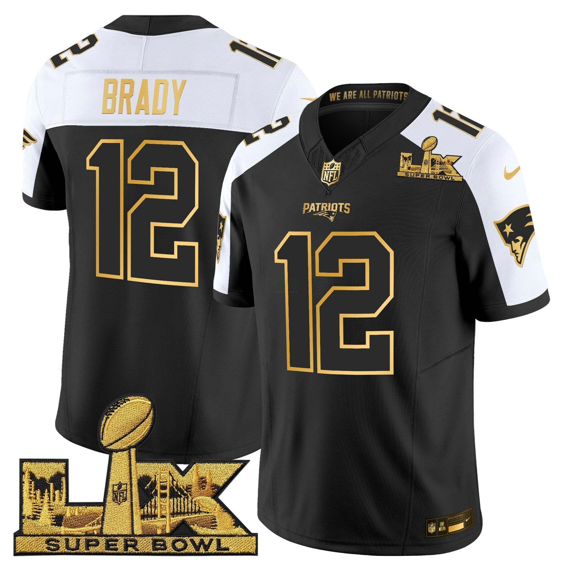 Camisa NFL Men’s New England Super Bowl LX Dourada Vapor Limited Jersey