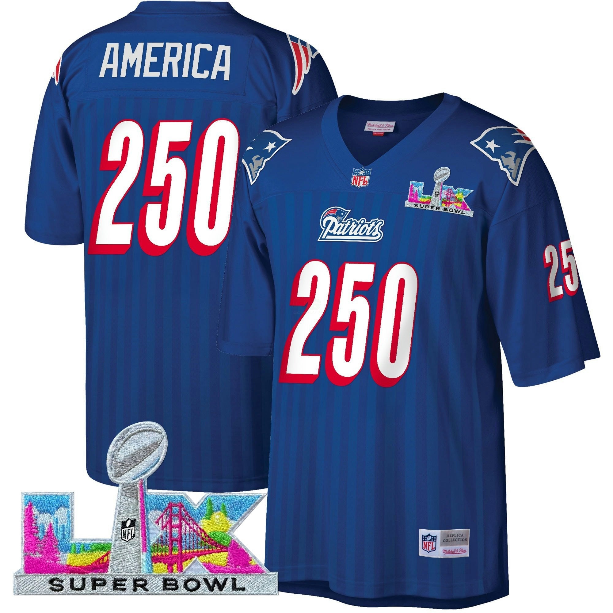 Camisa NFL Men’s New England Super Bowl LX Throwback Jersey