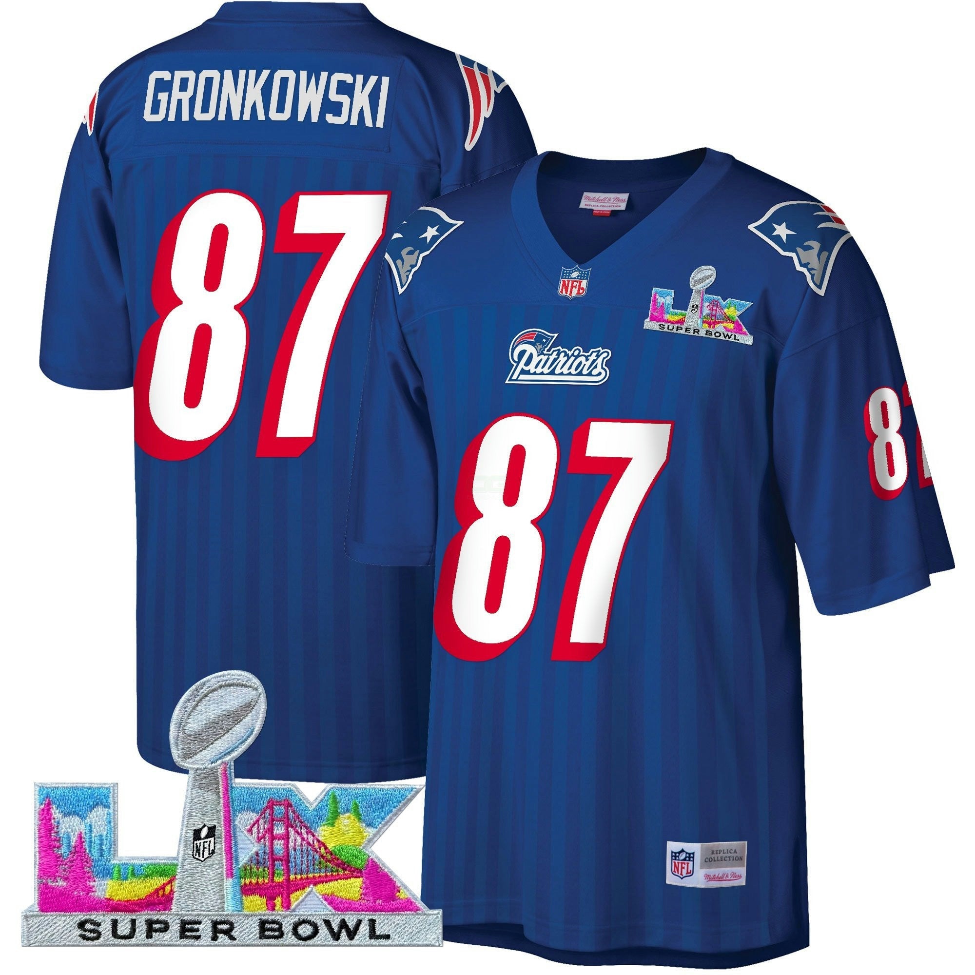 Camisa NFL Men’s New England Super Bowl LX Throwback Jersey