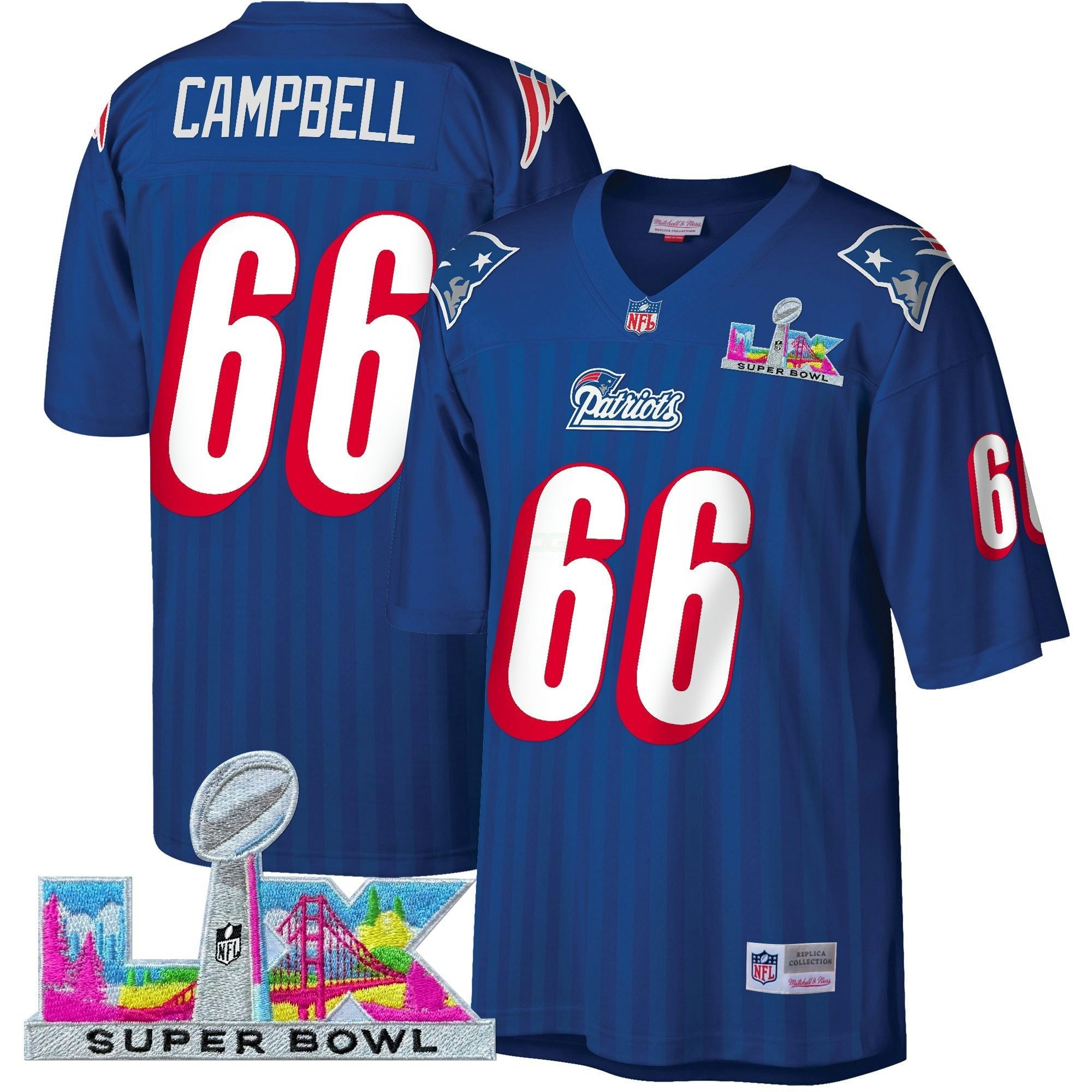 Camisa NFL Men’s New England Super Bowl LX Throwback Jersey