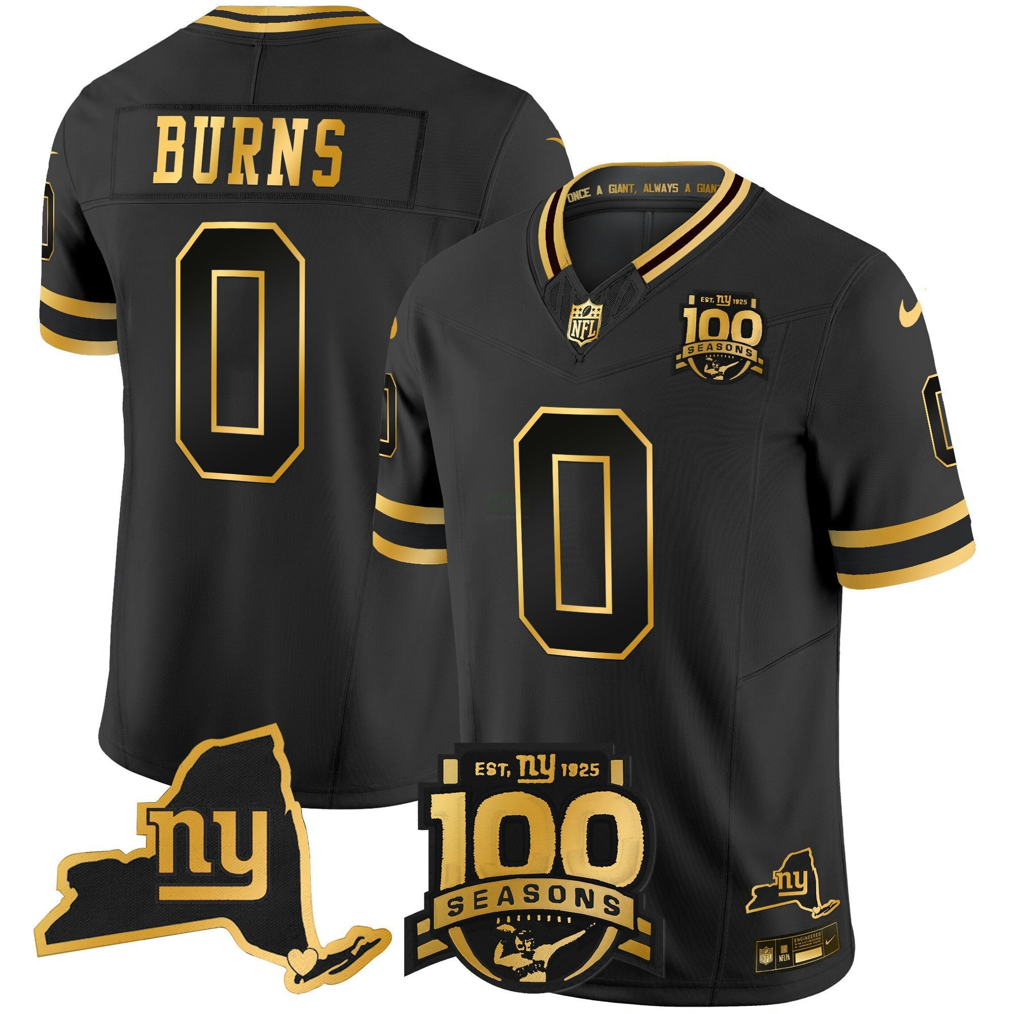 Camisa NFL Men’s New York 100th Season & State Patch Dourada Vapor Limited Jersey