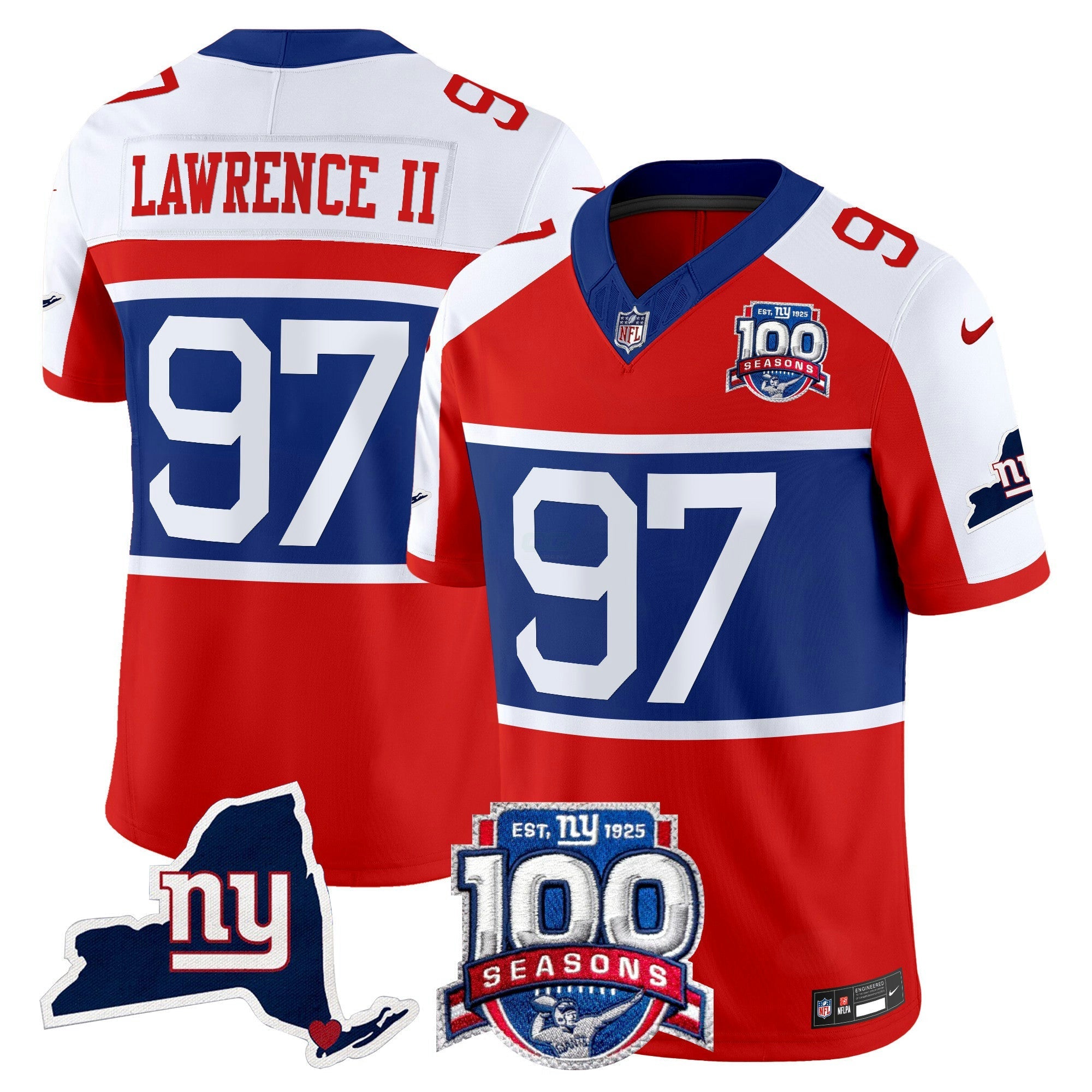 Camisa NFL Men’s New York ‘Century Red’ 100th Commemorative Vapor Jersey V2