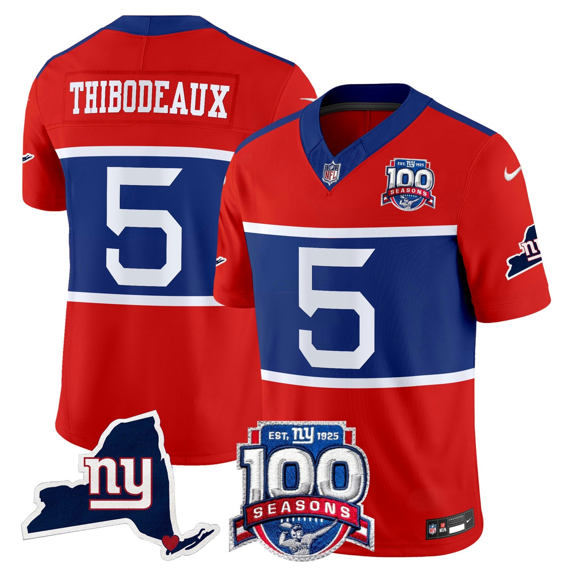 Camisa NFL Men’s New York ‘Century Red’ 100th Commemorative Vapor Jersey V2