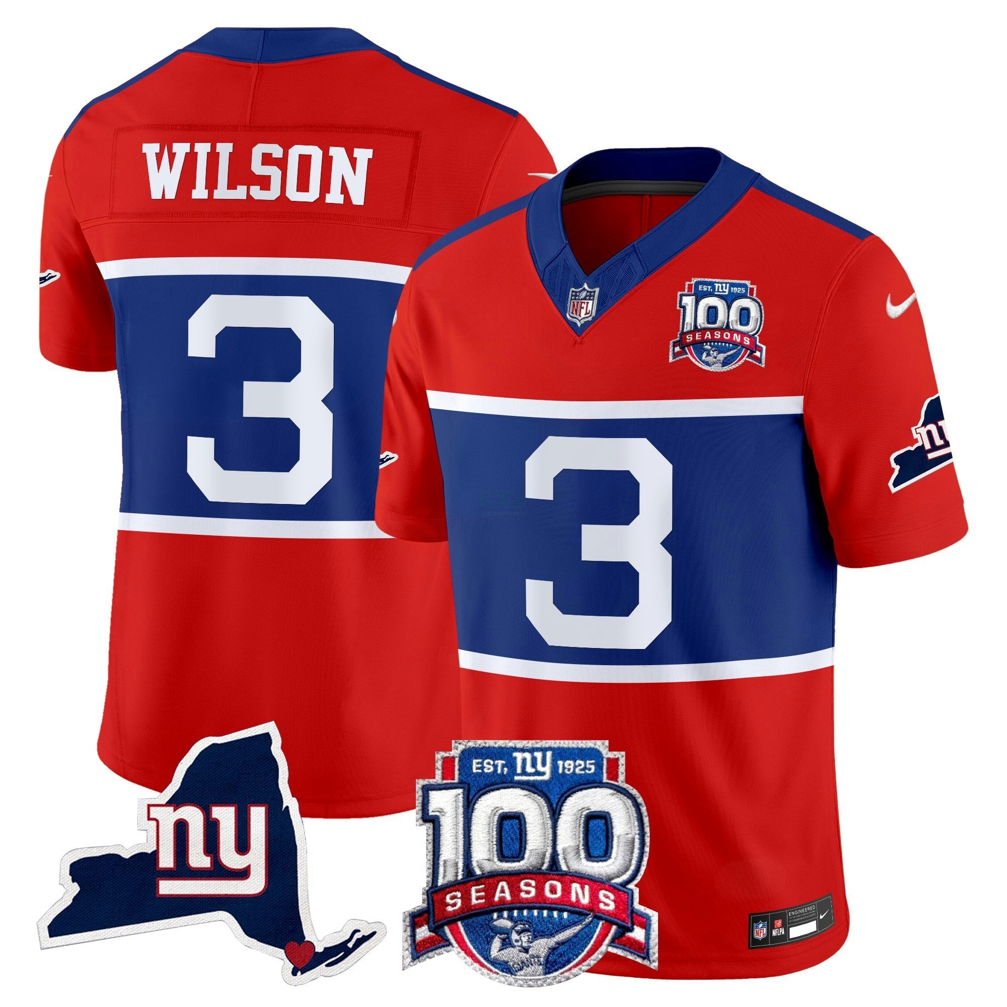 Camisa NFL Men’s New York ‘Century Red’ 100th Commemorative Vapor Jersey V2