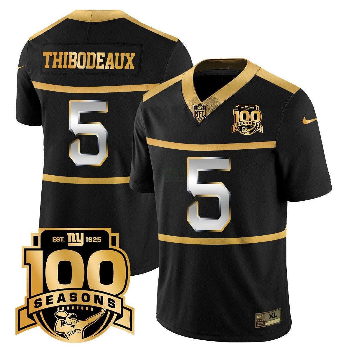 Camisa NFL Men’s New York ‘Century Red’ 100th Season Commemorative Dourada Vapor Jersey