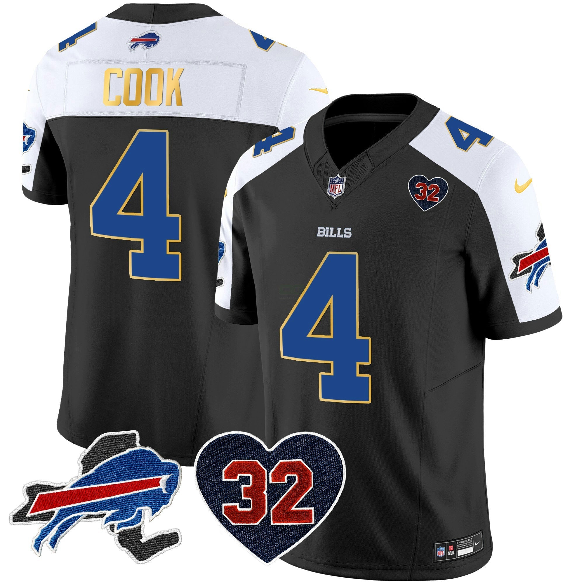 Camisa NFL Men’s O.J. Simpson Patch Dourada Trim Vapor Limited Jersey
