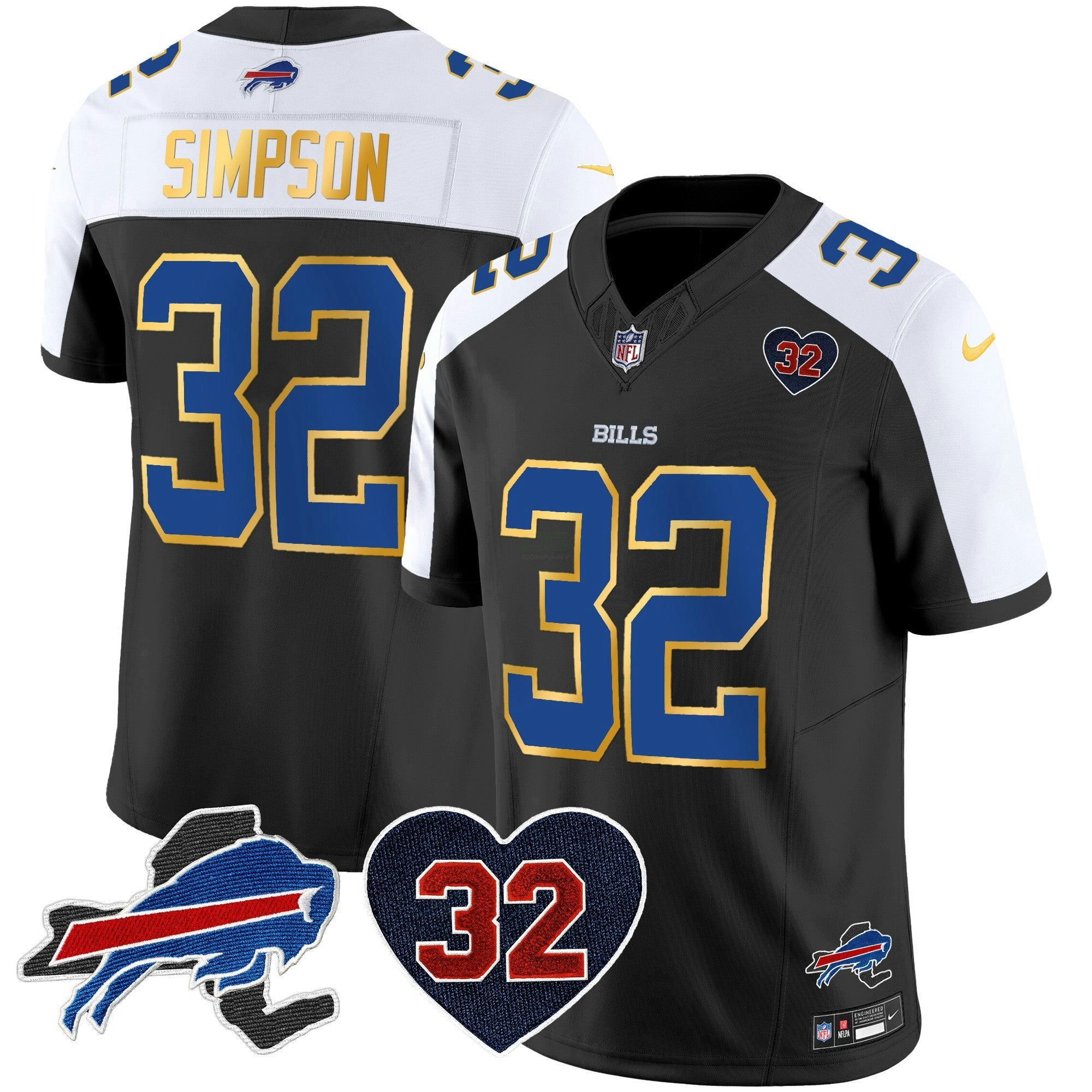 Camisa NFL Men’s O.J. Simpson Patch Dourada Trim Vapor Limited Jersey