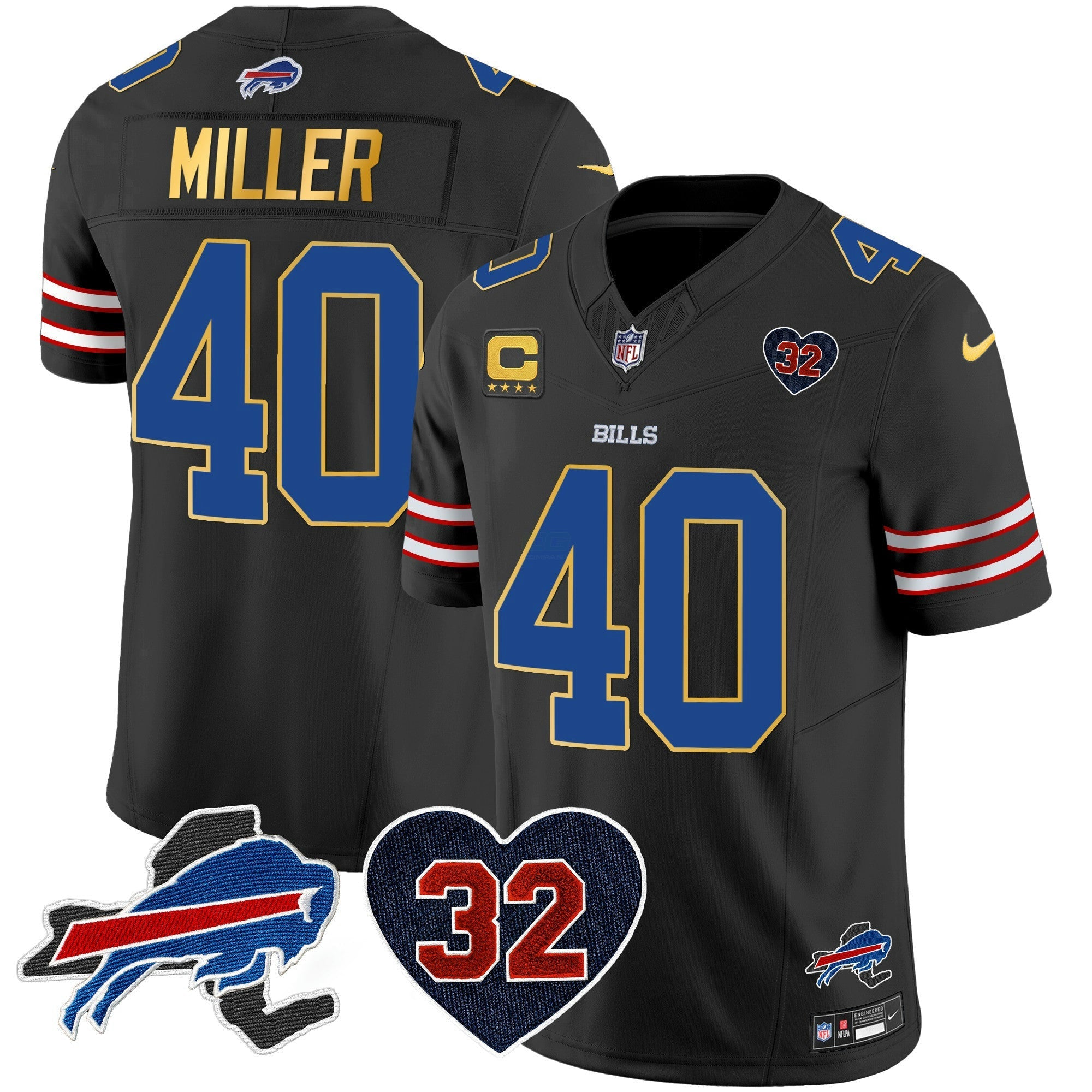 Camisa NFL Men’s O.J. Simpson Patch Dourada Trim Vapor Limited Jersey