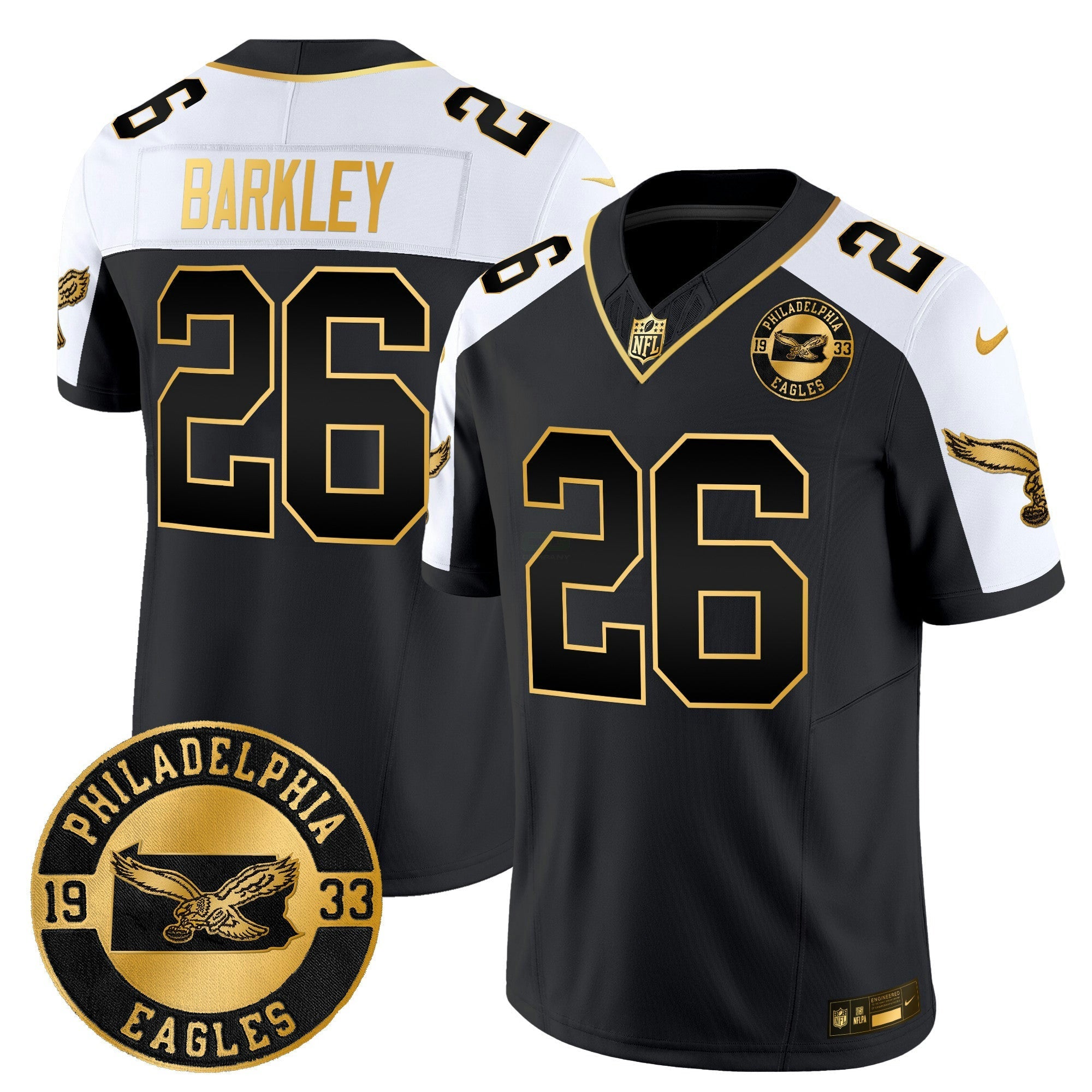 Camisa NFL Men’s Philadelphia 2024 Throwback Dourada Vapor Limited Jersey – Est. 1933 Patch
