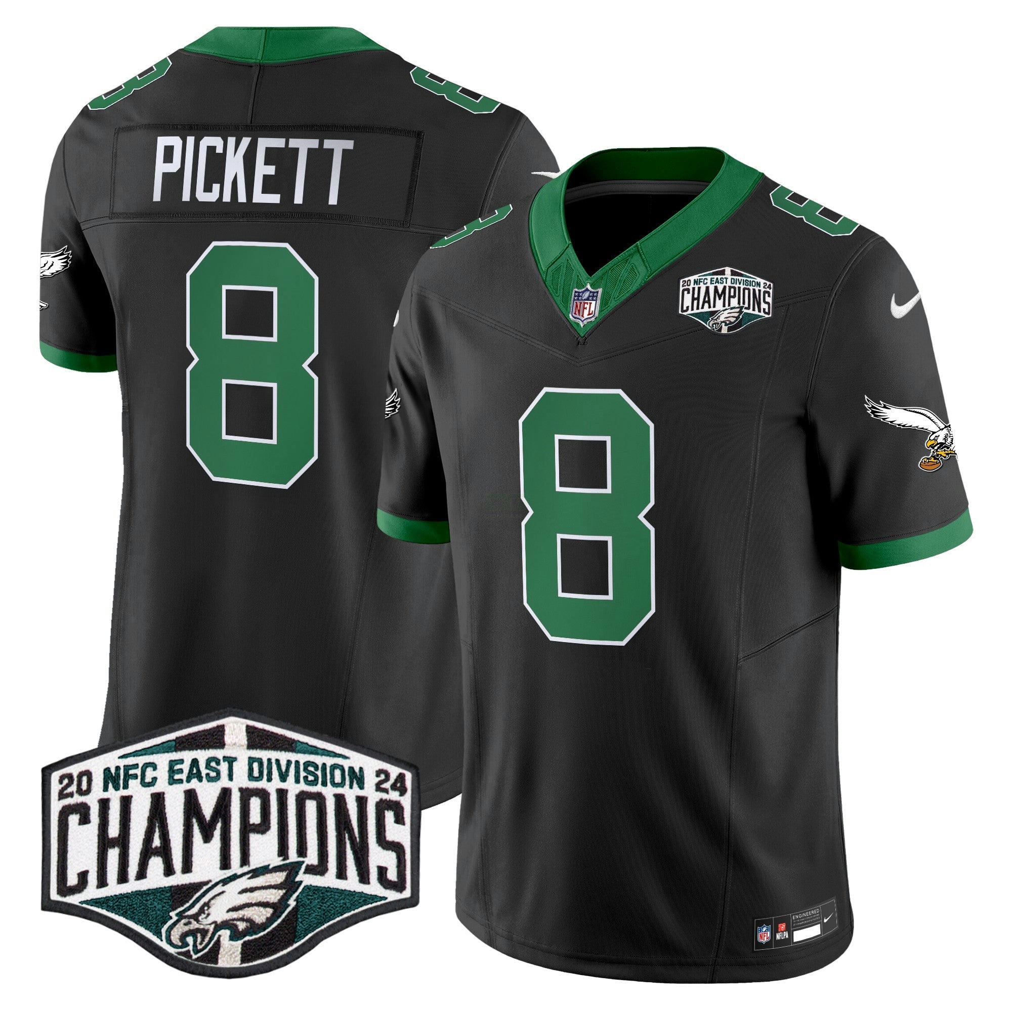 Camisa NFL Men’s Philadelphia Kelly Green 2024 NFC East Division Champions Vapor Limited Jersey V2