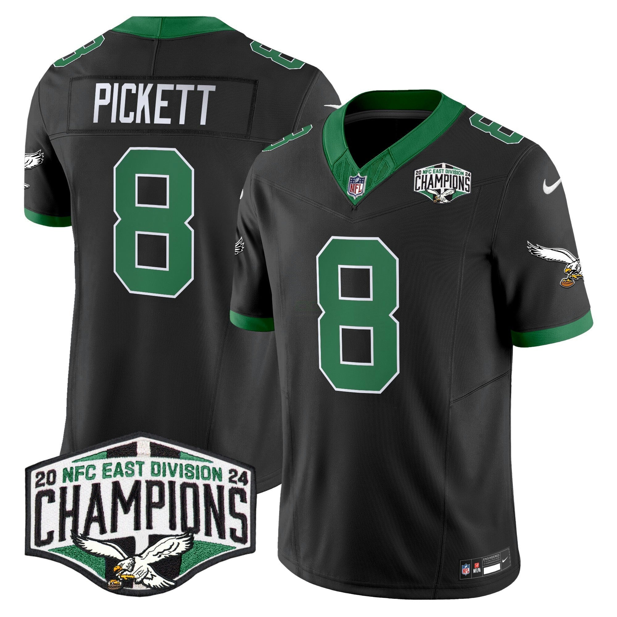 Camisa NFL Men’s Philadelphia Kelly Green 2024 NFC East Division Champions Vapor Limited Jersey