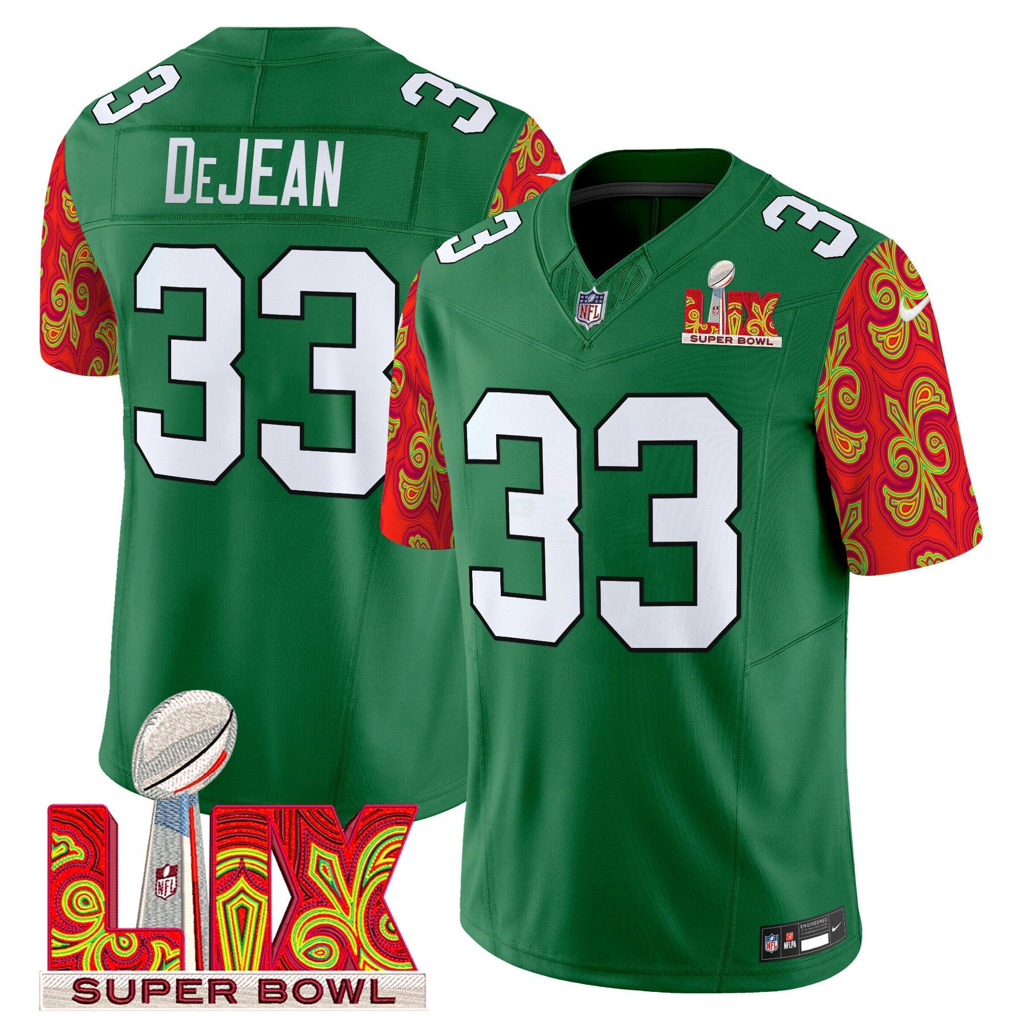 Camisa NFL Men’s Philadelphia Kelly Green Super Bowl LIX Style Vapor Limited Jersey
