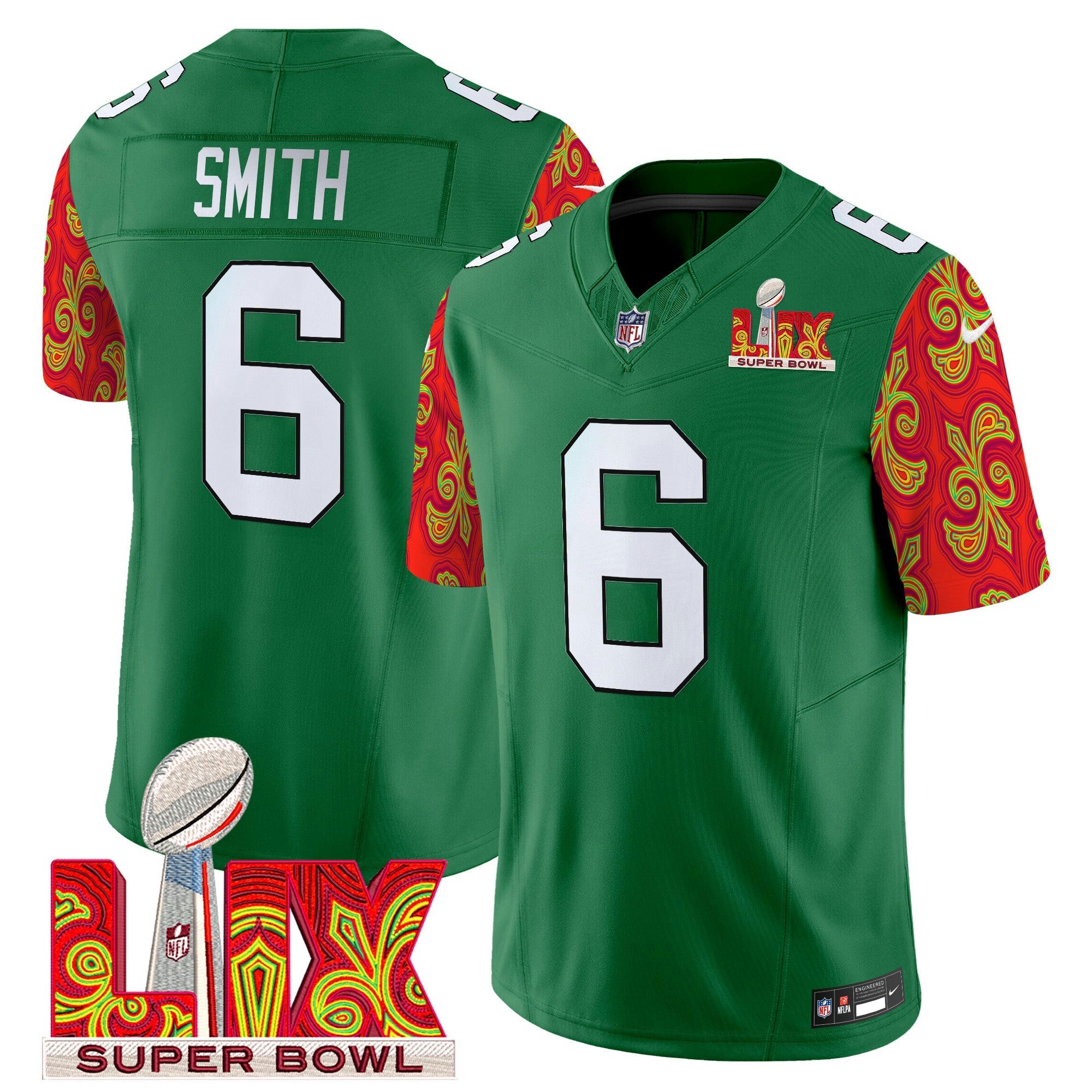 Camisa NFL Men’s Philadelphia Kelly Green Super Bowl LIX Style Vapor Limited Jersey