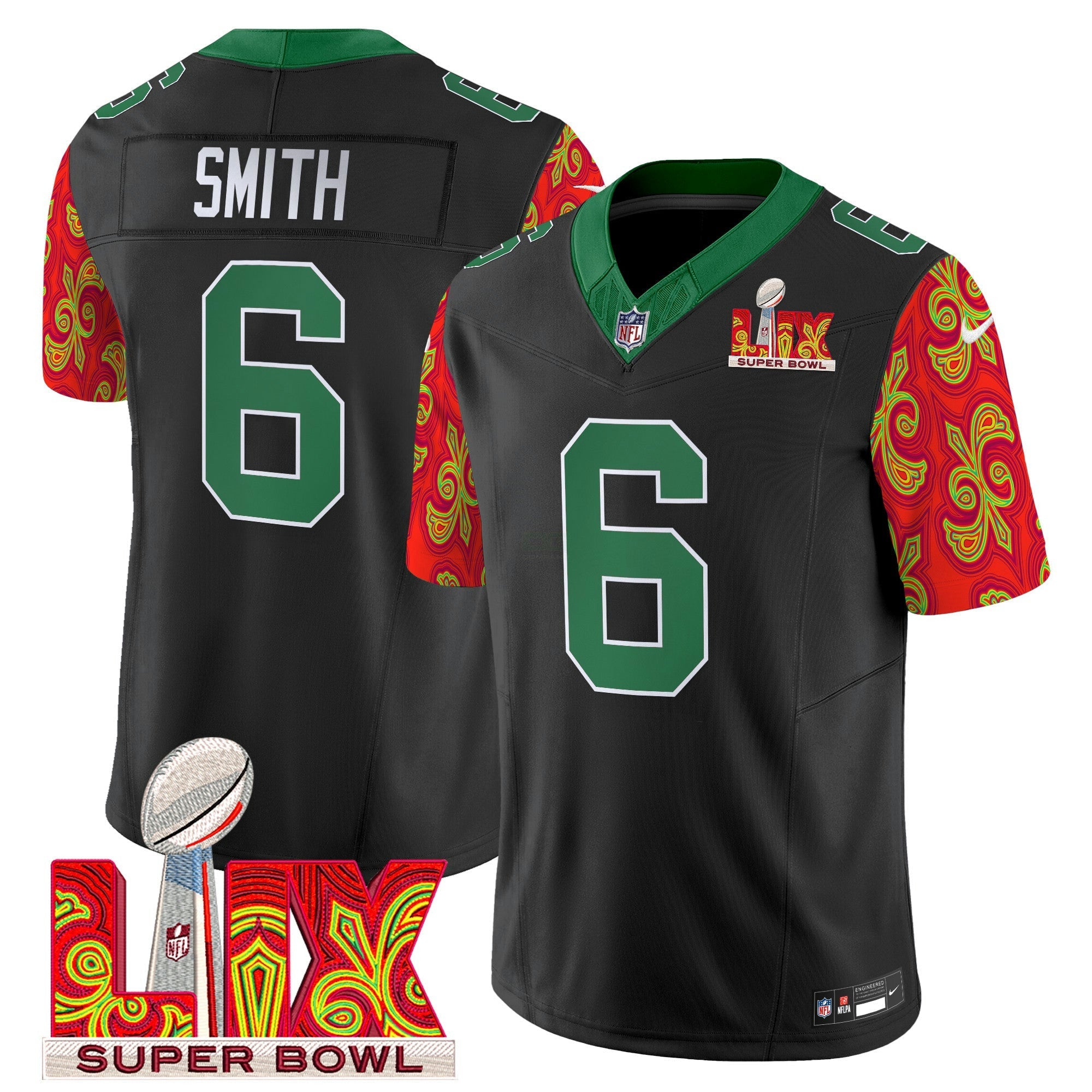 Camisa NFL Men’s Philadelphia Kelly Green Super Bowl LIX Style Vapor Limited Jersey
