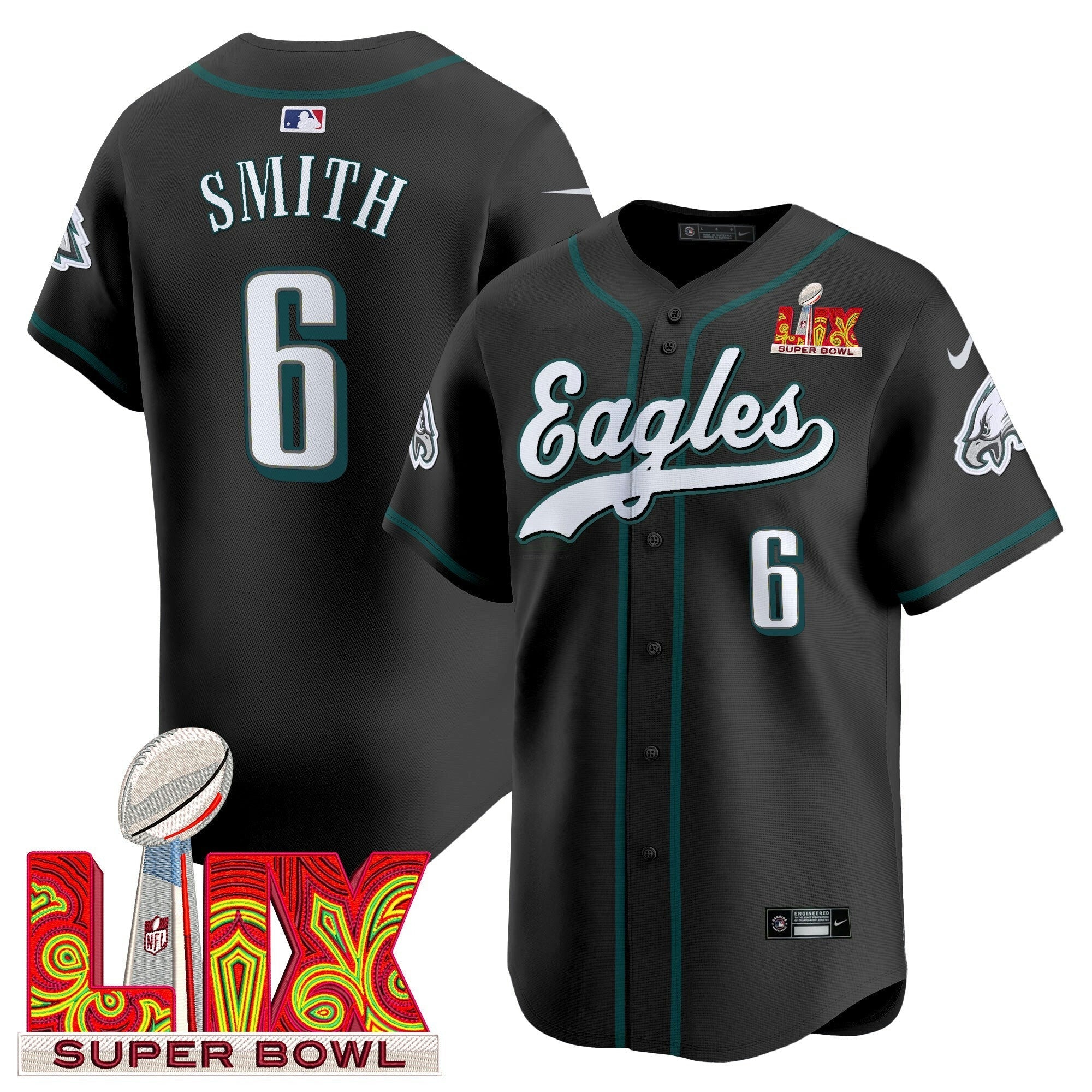 Camisa NFL Men’s Philadelphia Midnight Verde Super Bowl LIX Vapor Jersey