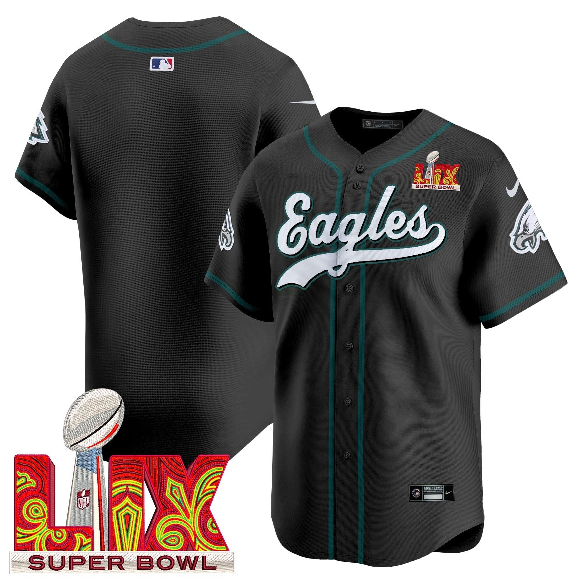Camisa NFL Men’s Philadelphia Midnight Verde Super Bowl LIX Vapor Jersey