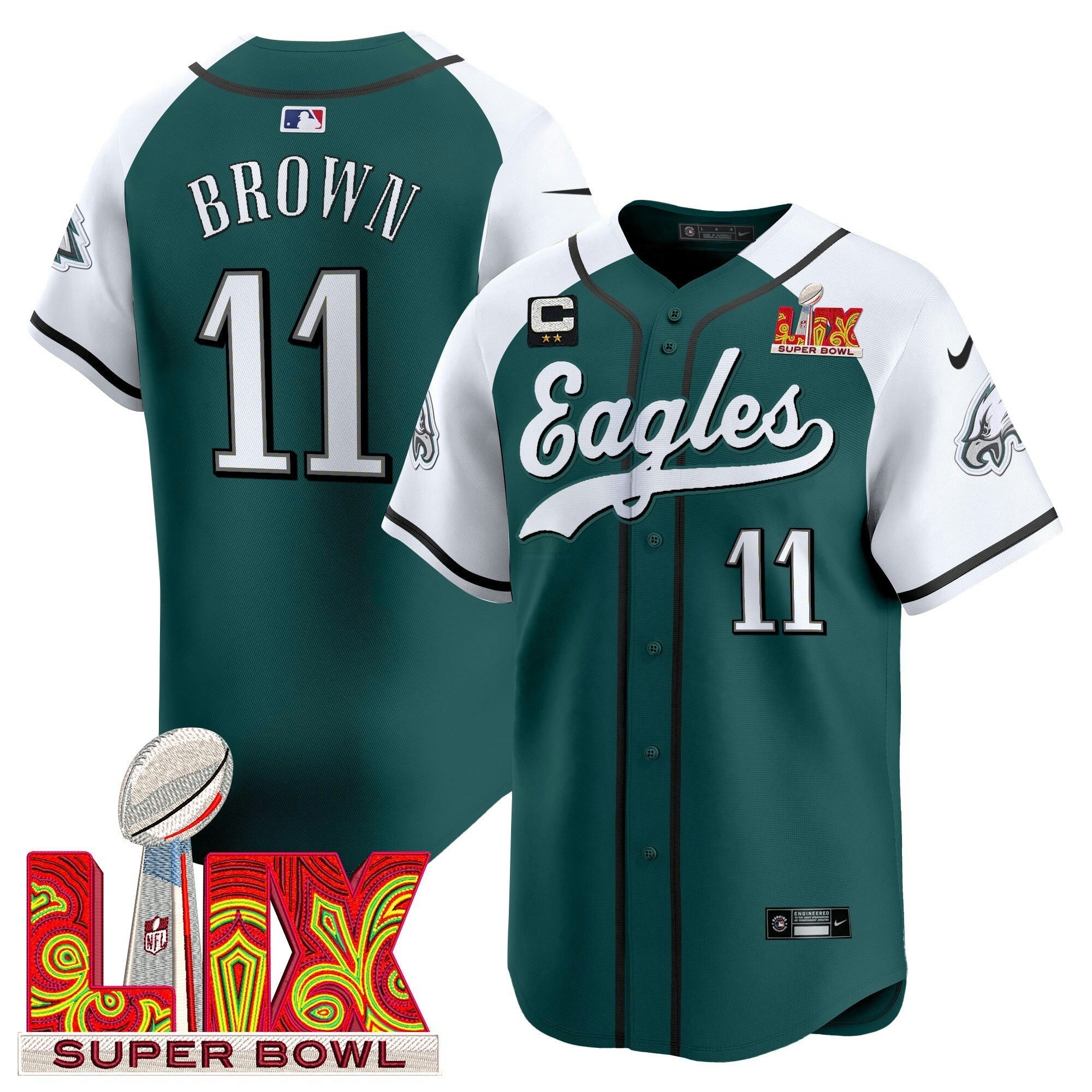 Camisa NFL Men’s Philadelphia Midnight Verde Super Bowl LIX Vapor Jersey