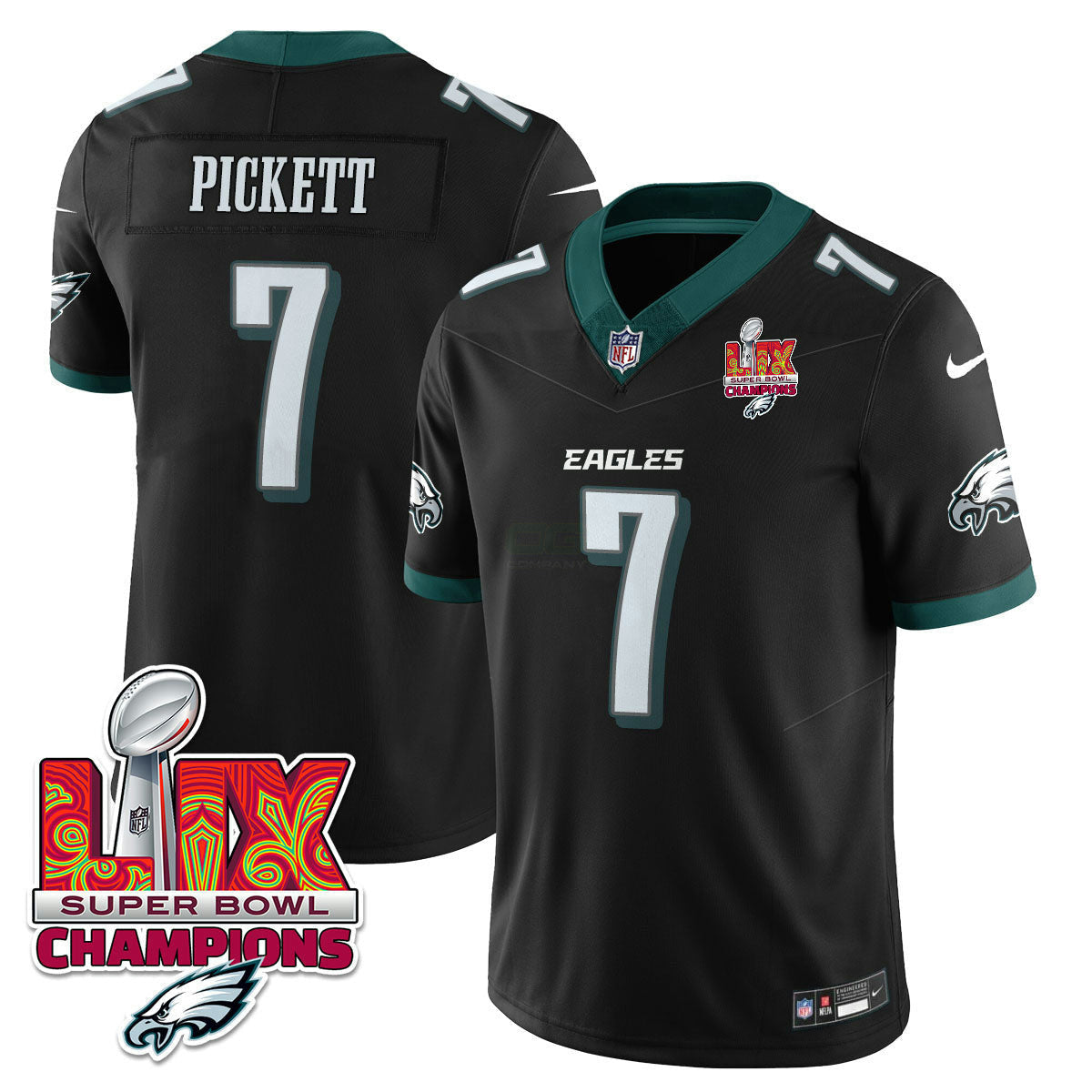 Camisa NFL Men’s Philadelphia Super Bowl LIX Champions Dourada Trim Vapor Limited Jersey