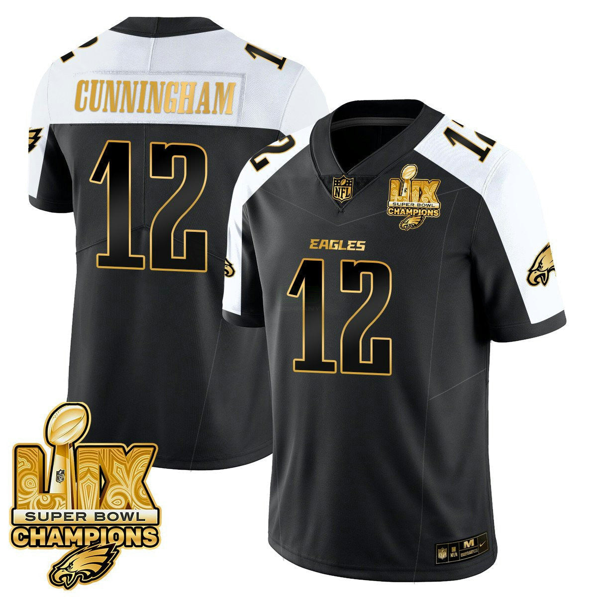 Camisa NFL Men’s Philadelphia Super Bowl LIX Champions Dourada Vapor Limited Jersey