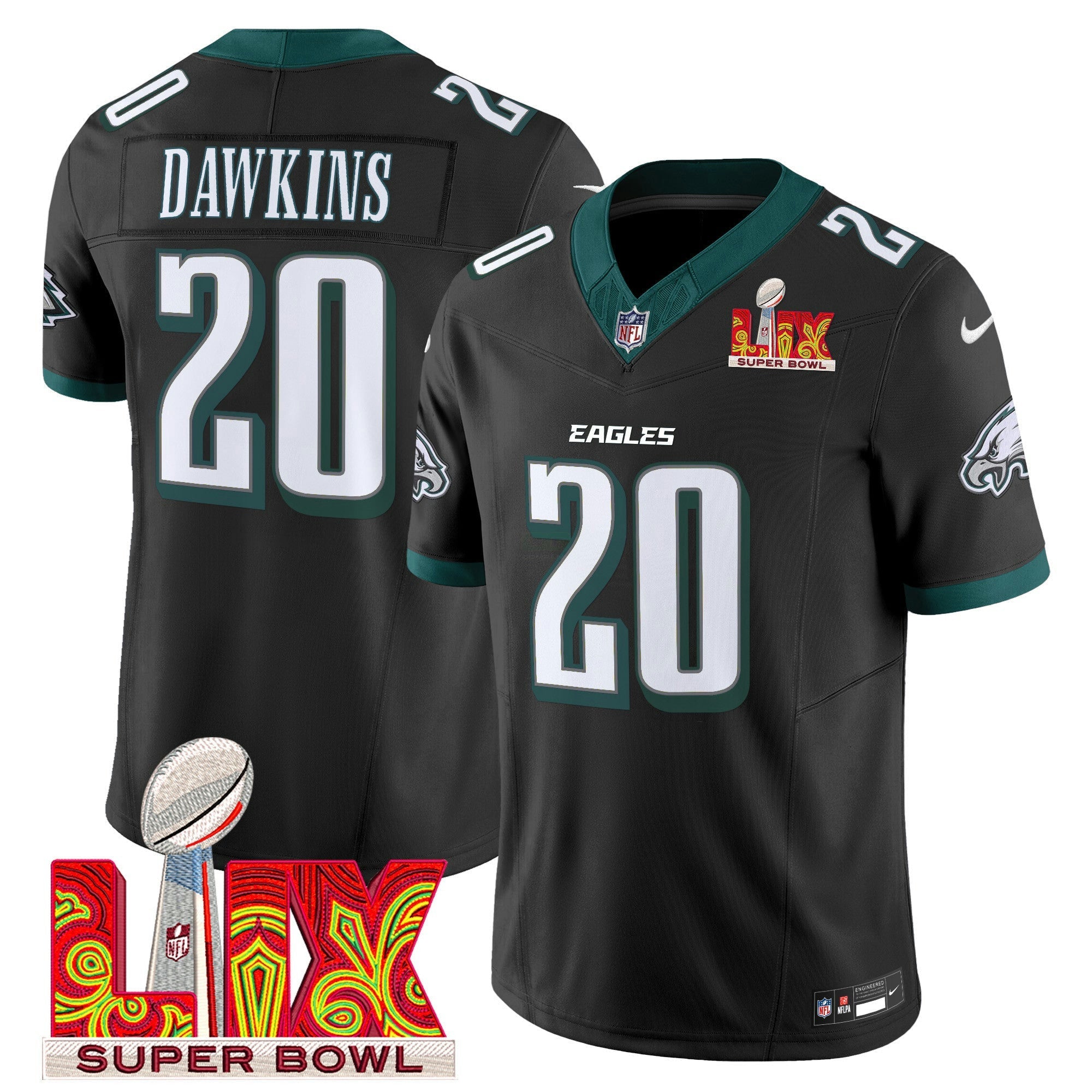 Camisa NFL Men’s Philadelphia Super Bowl LIX Patch Vapor Limited Jersey