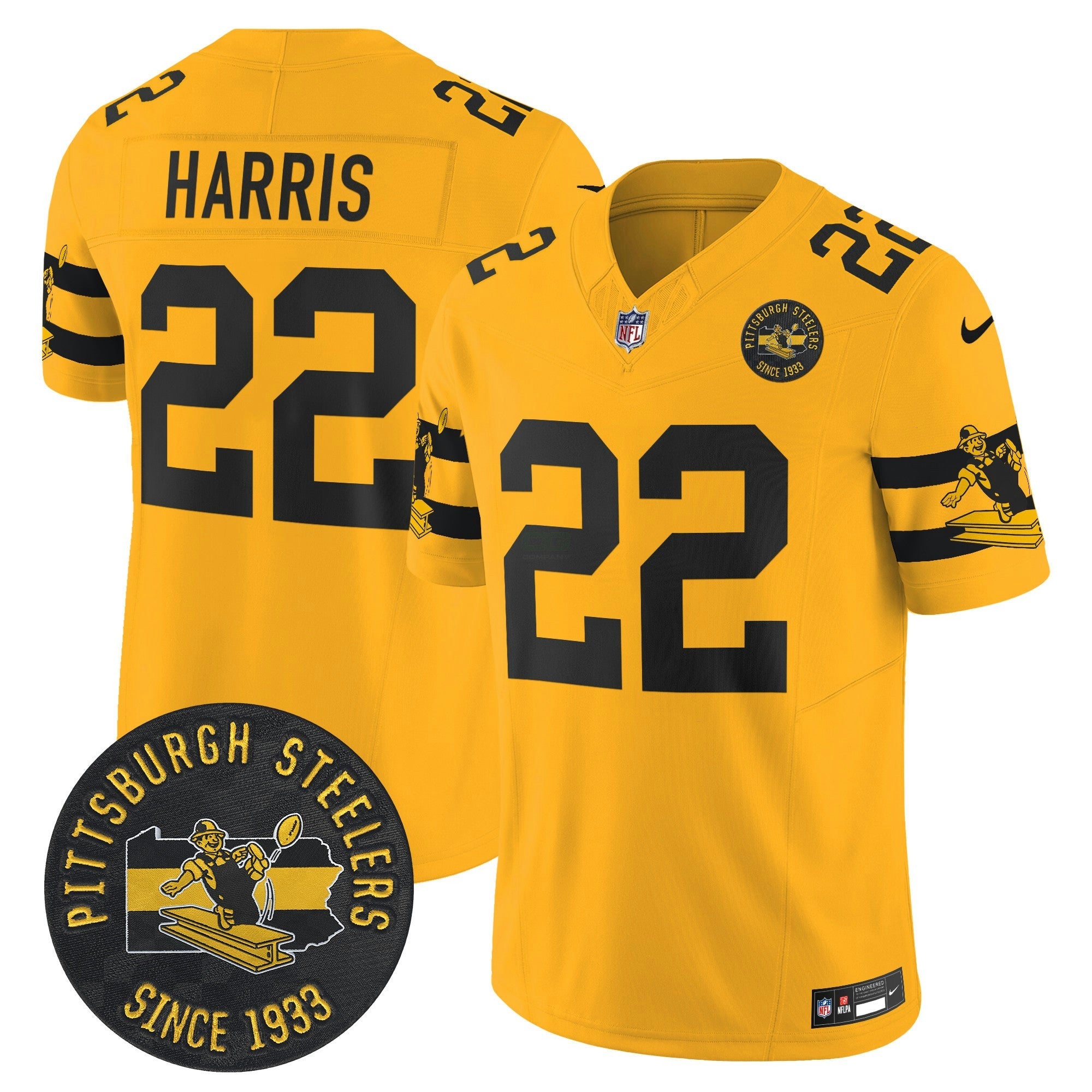 Camisa NFL Men’s Pittsburgh Throwback 1933 Patch Vapor Limited Jersey