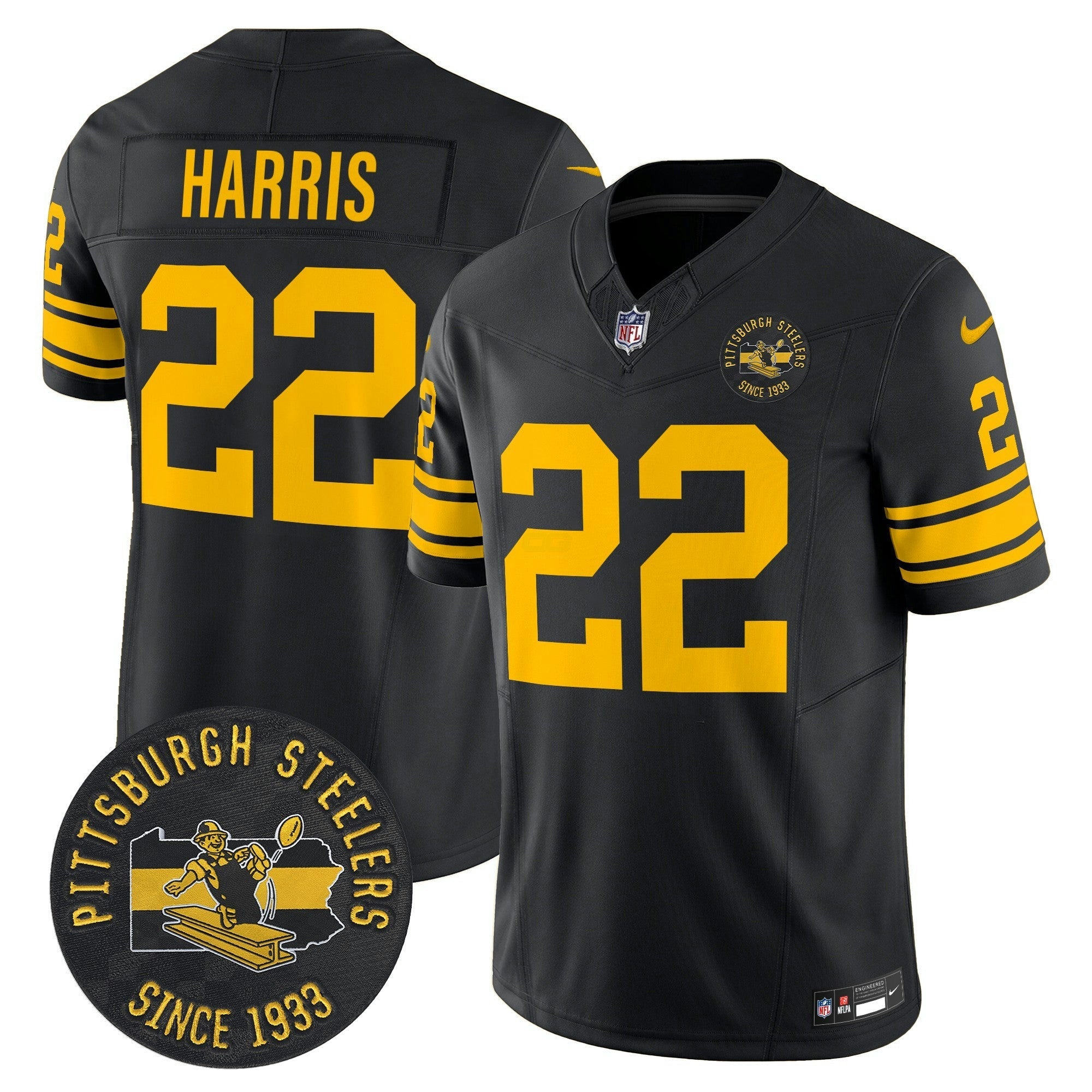 Camisa NFL Men’s Pittsburgh Throwback 1962 Vapor Limited Jersey – Est. 1933 Patch