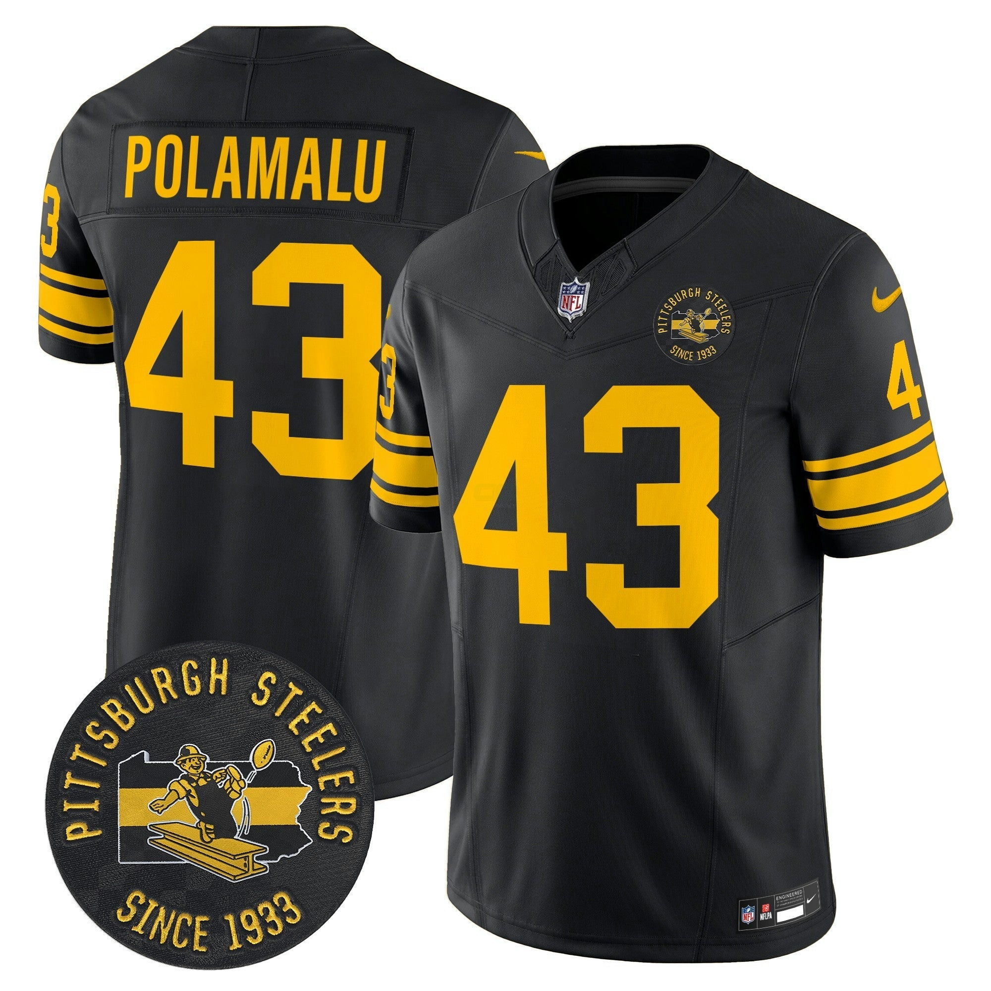 Camisa NFL Men’s Pittsburgh Throwback 1962 Vapor Limited Jersey – Est. 1933 Patch