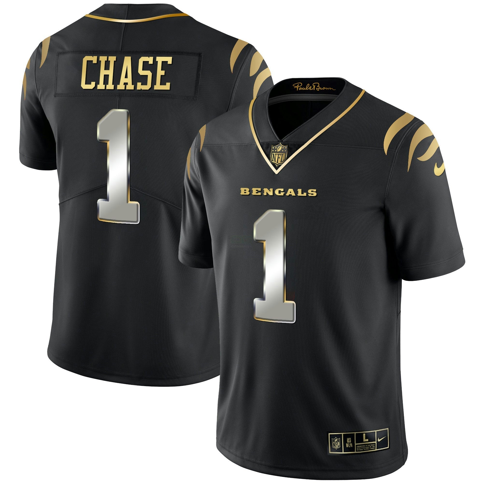 Camisa NFL Men’s Preta Dourada & Branca Dourada Vapor Jersey