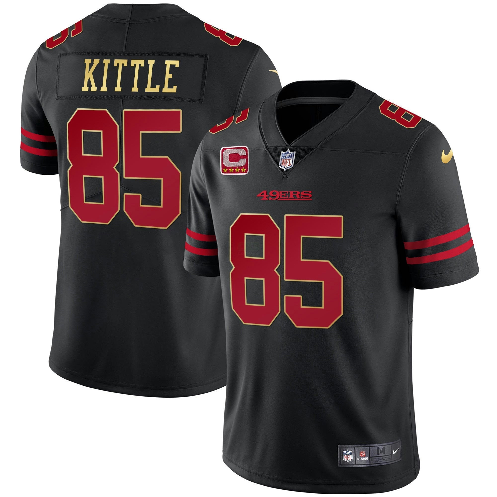 Camisa NFL Men’s Preta Vermelha Dourada Blooded Jersey