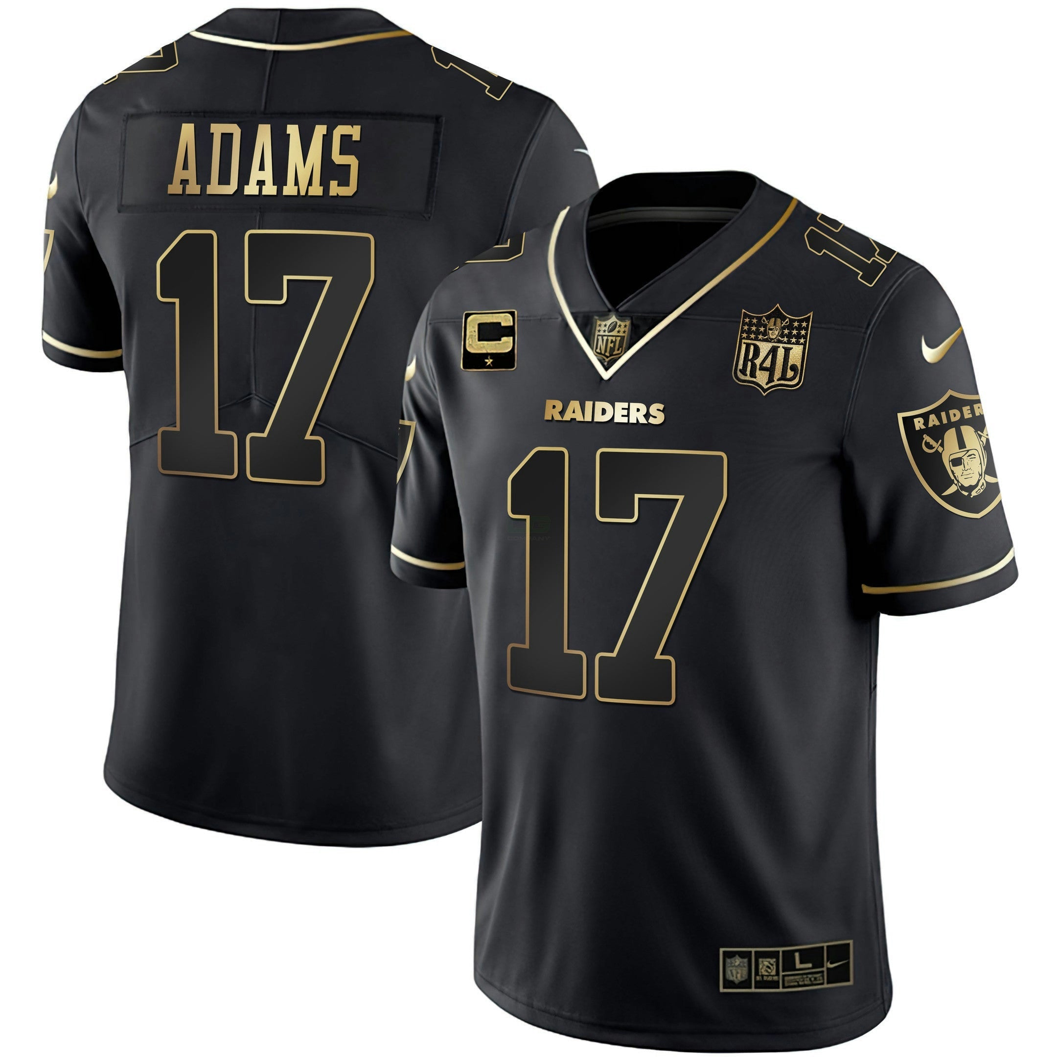 Camisa NFL Men’s Raider4Life Patch Branca Dourada and Preta Dourada