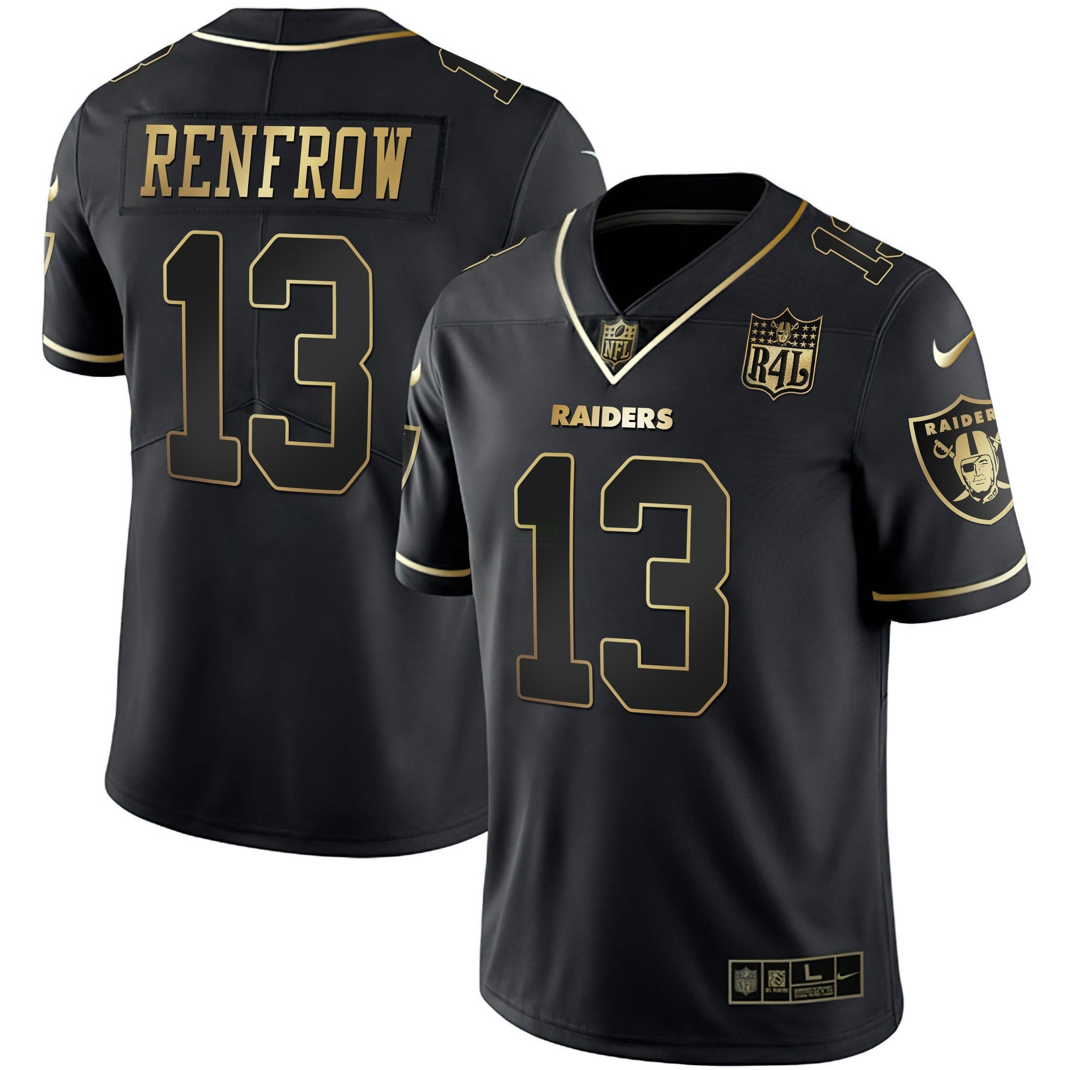 Camisa NFL Men’s Raider4Life Patch Branca Dourada and Preta Dourada