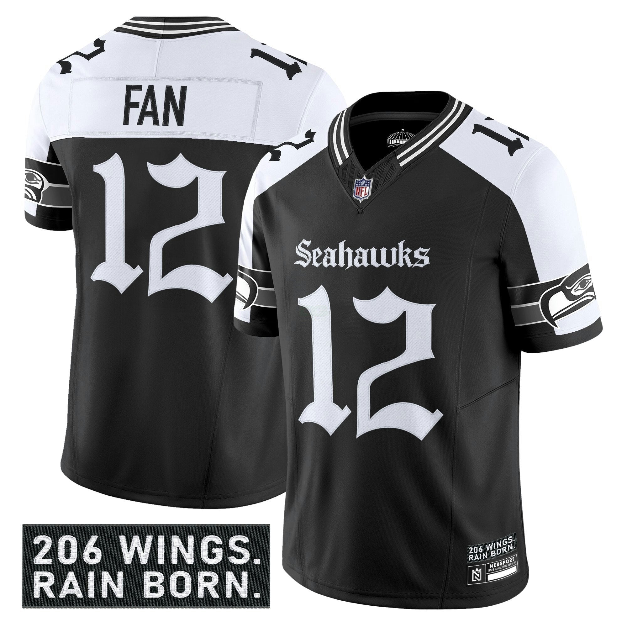 Camisa NFL Men’s Seattle ‘Gothic Rain City Shadows Edition’ Vapor Limited Jersey