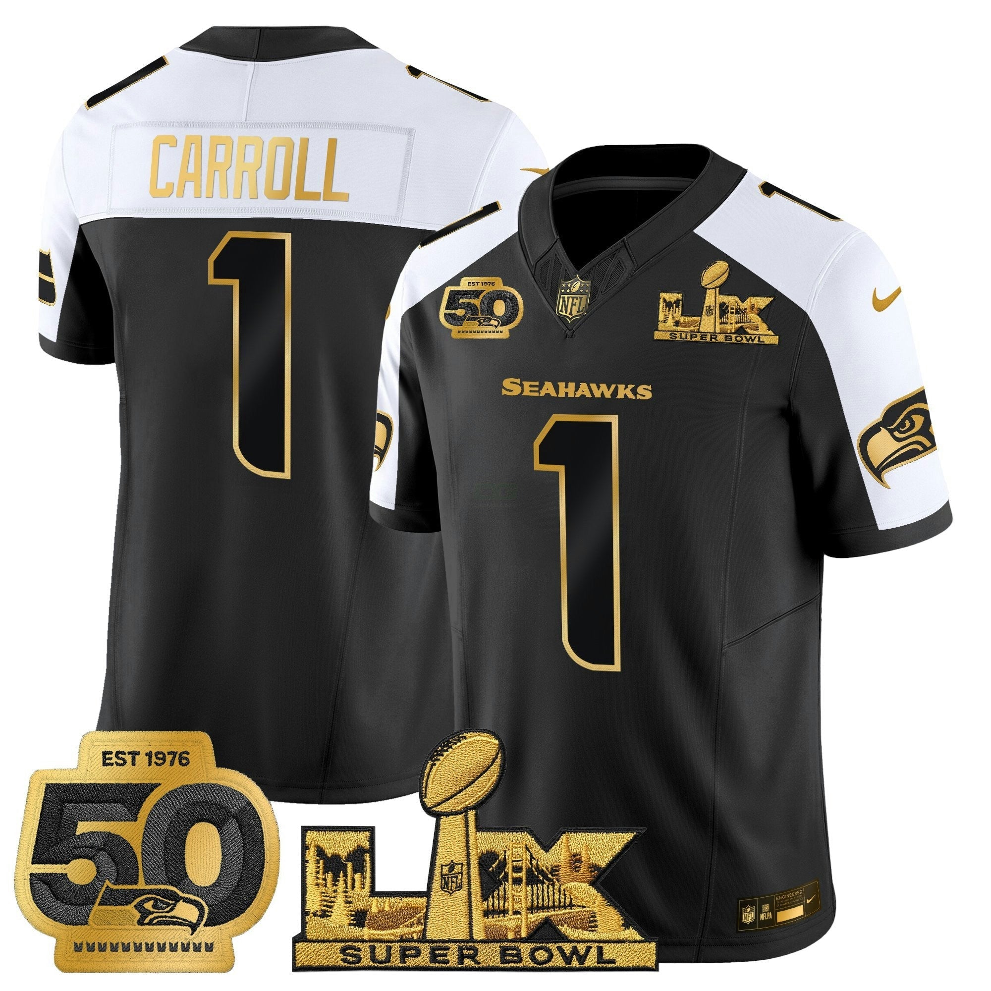 Camisa NFL Men’s Seattle “Super Bowl LX & 50th Patch” Dourada Vapor Limited Jersey