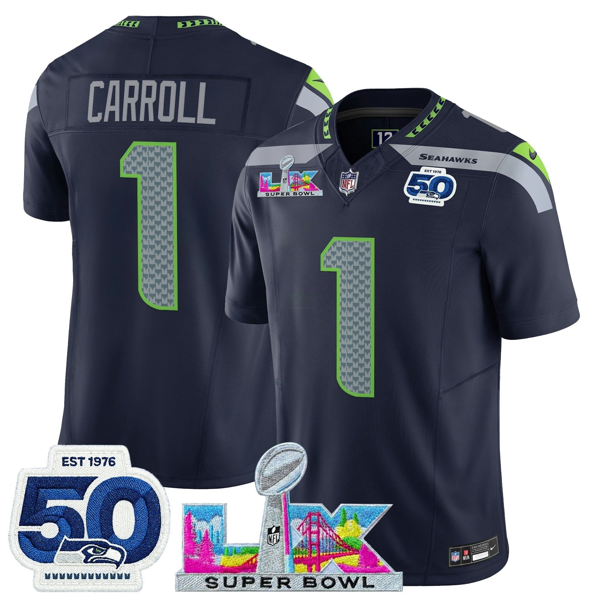 Camisa NFL Men’s Seattle “Super Bowl LX & 50th Patch” Vapor Limited Jersey