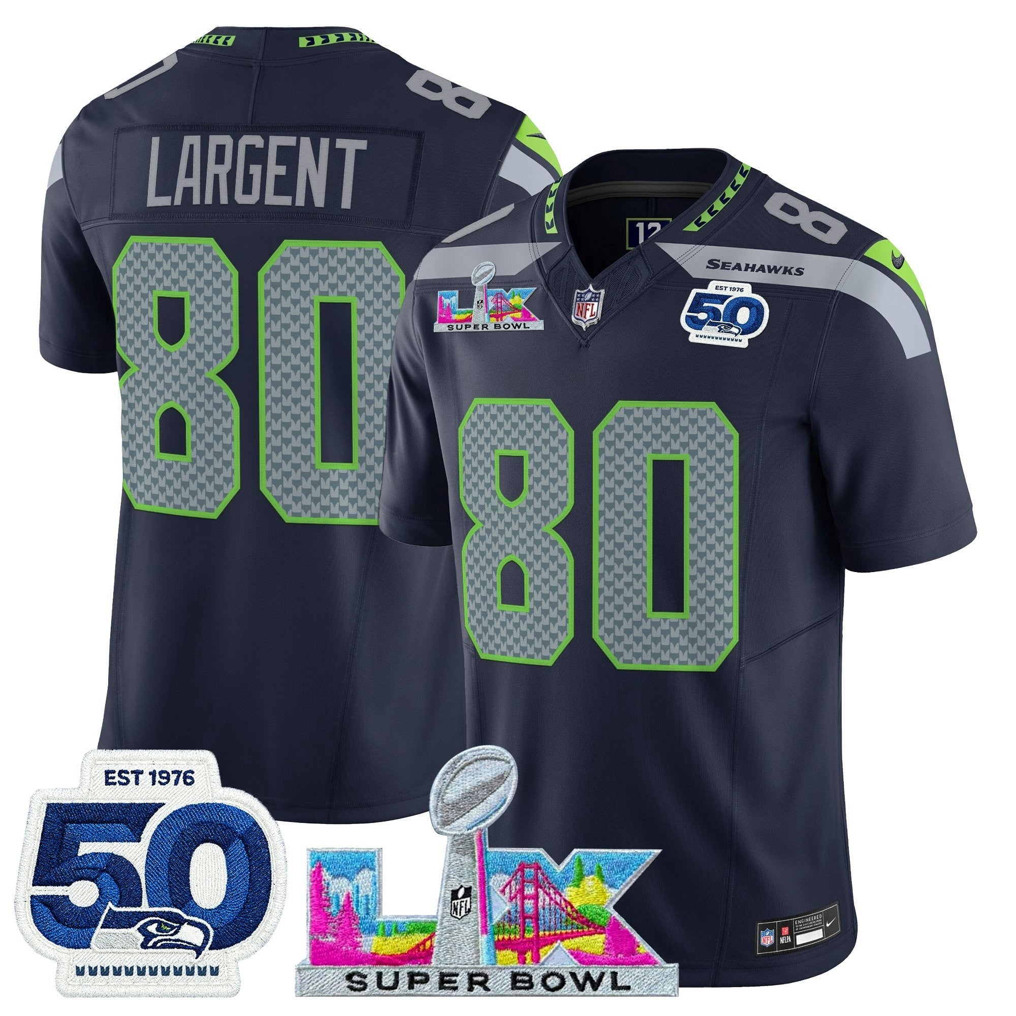 Camisa NFL Men’s Seattle “Super Bowl LX & 50th Patch” Vapor Limited Jersey