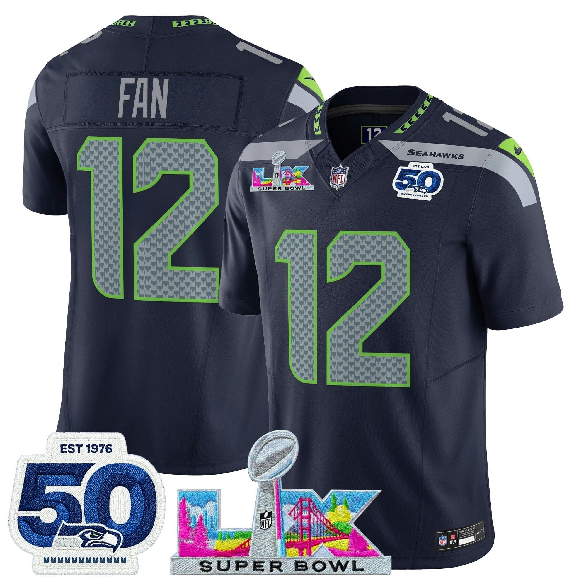 Camisa NFL Men’s Seattle “Super Bowl LX & 50th Patch” Vapor Limited Jersey