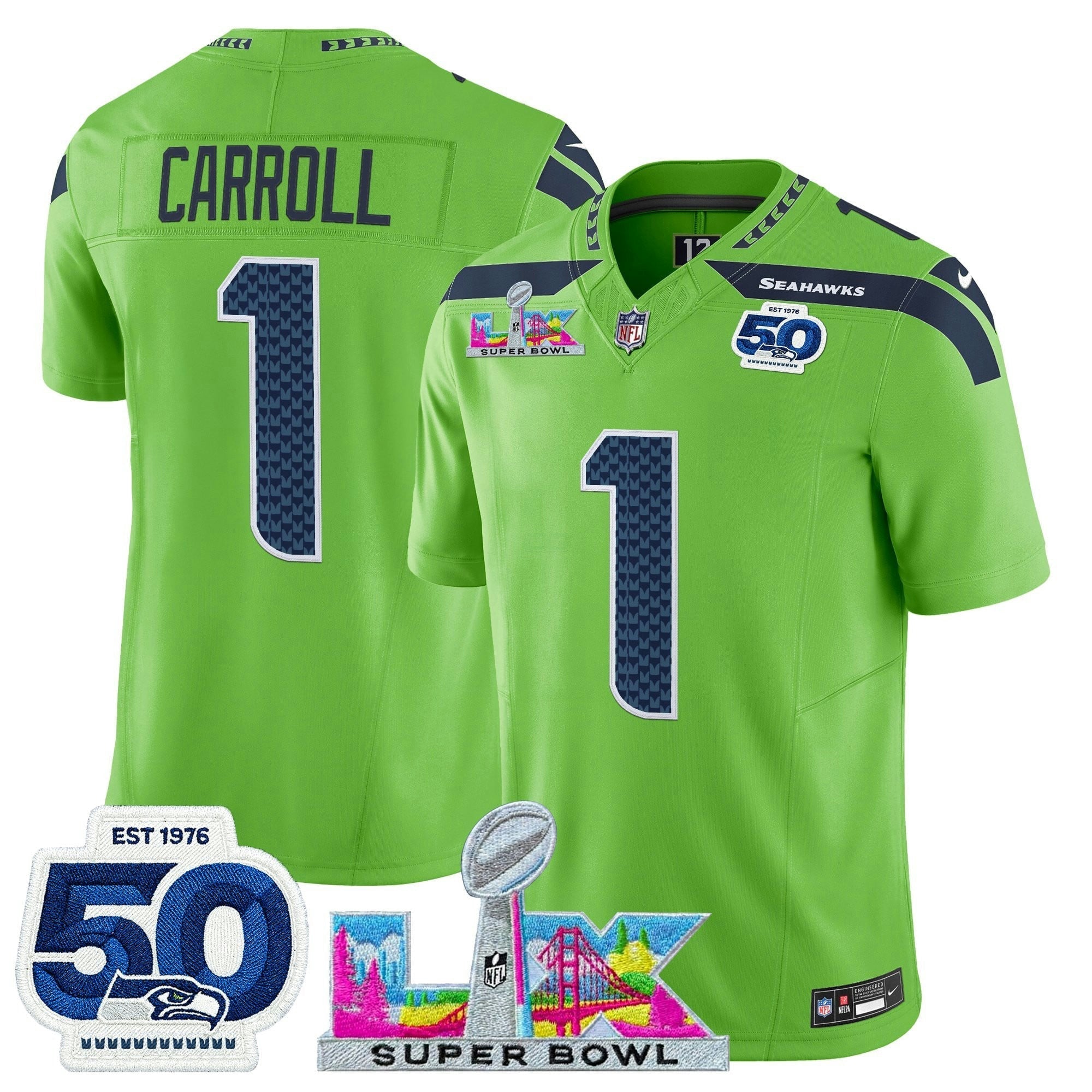 Camisa NFL Men’s Seattle “Super Bowl LX & 50th Patch” Vapor Limited Jersey