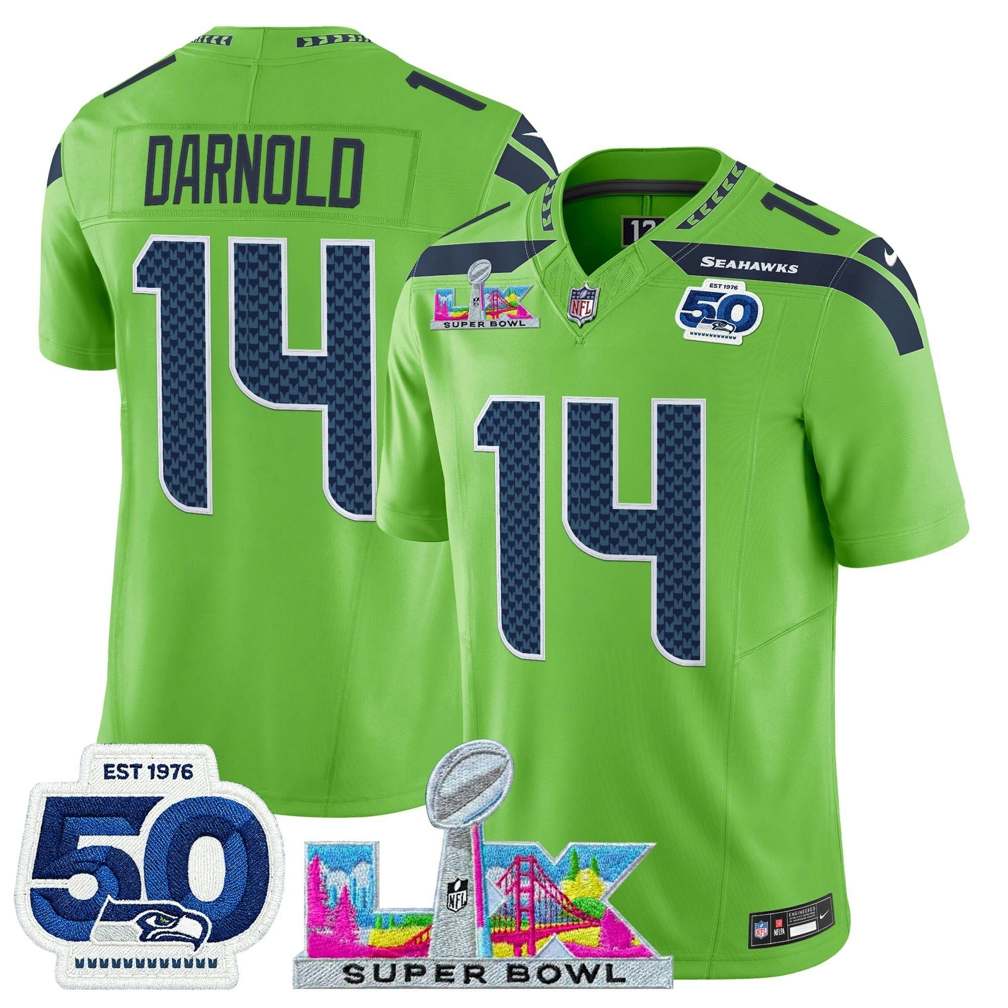 Camisa NFL Men’s Seattle “Super Bowl LX & 50th Patch” Vapor Limited Jersey