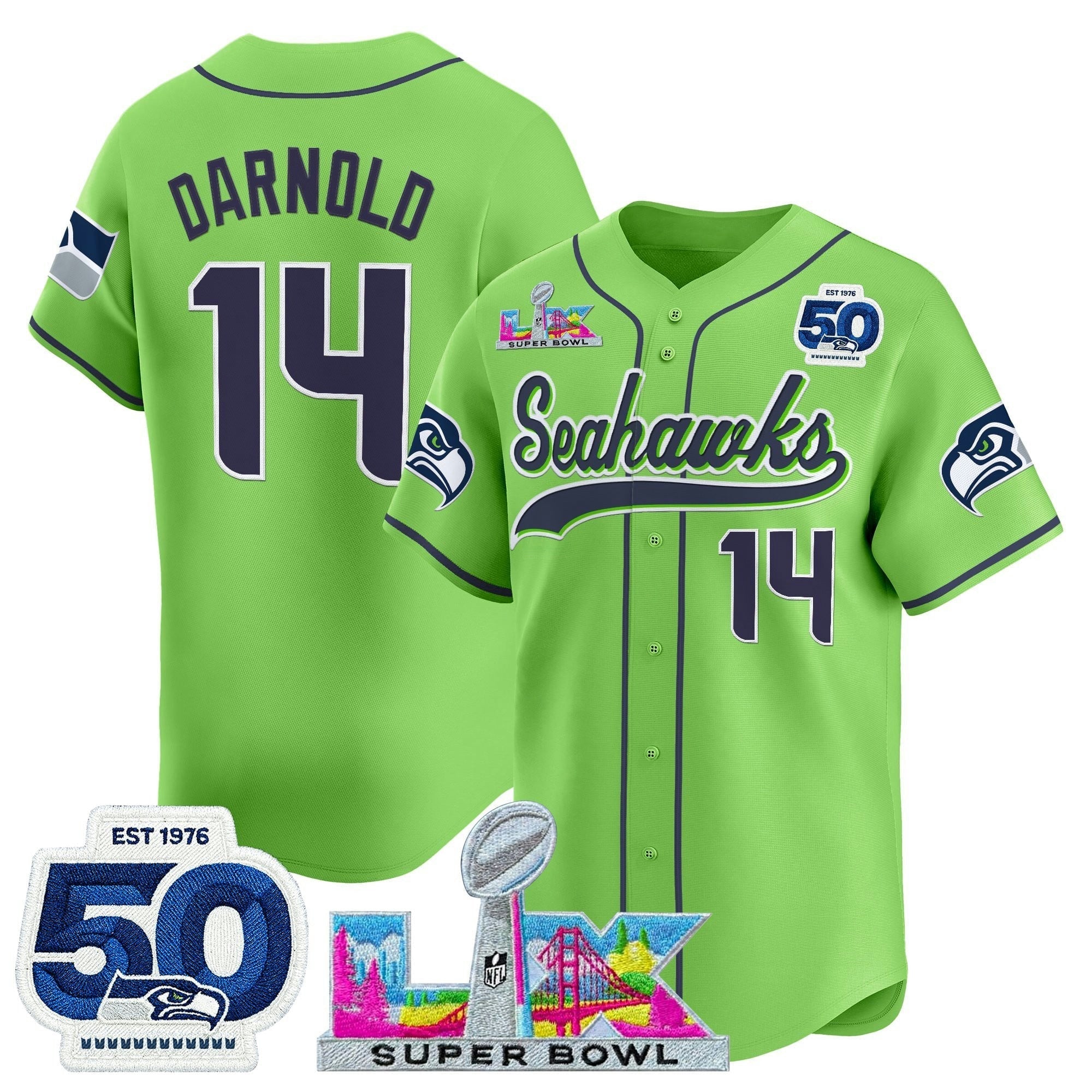Camisa NFL Men’s Seattle “Super Bowl LX & United States 250th Anniversary Patch” Vapor Jersey