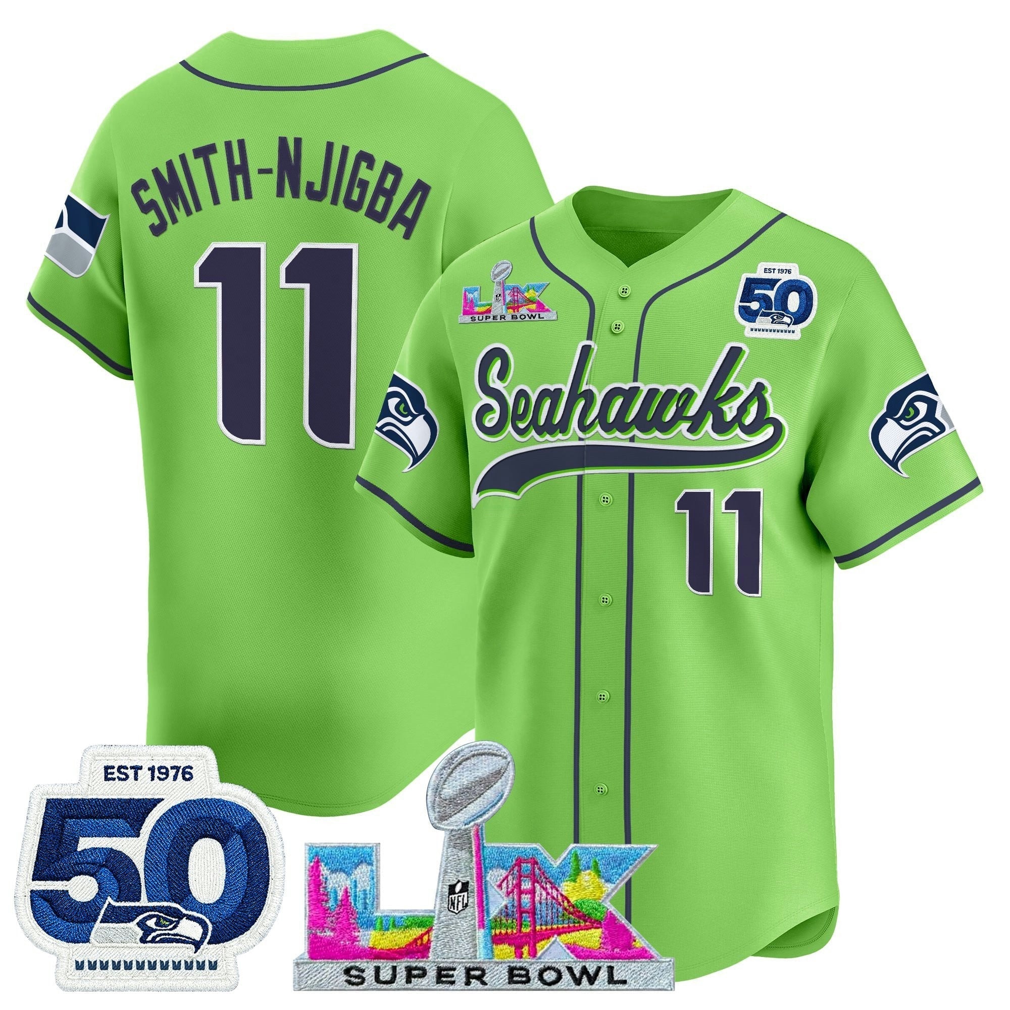 Camisa NFL Men’s Seattle “Super Bowl LX & United States 250th Anniversary Patch” Vapor Jersey