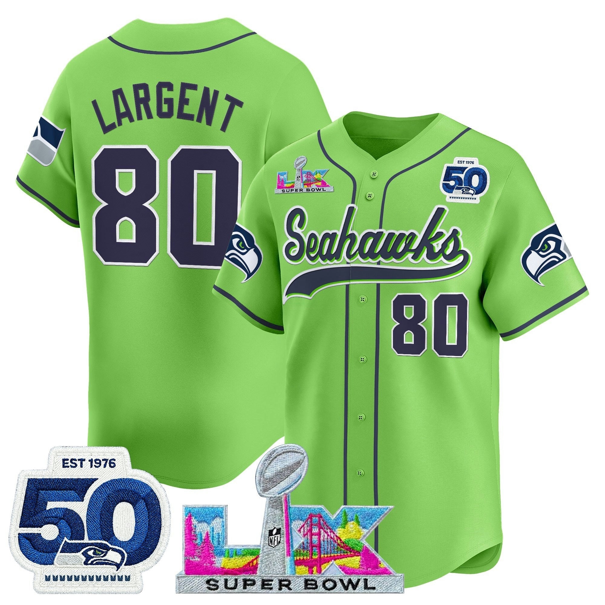 Camisa NFL Men’s Seattle “Super Bowl LX & United States 250th Anniversary Patch” Vapor Jersey