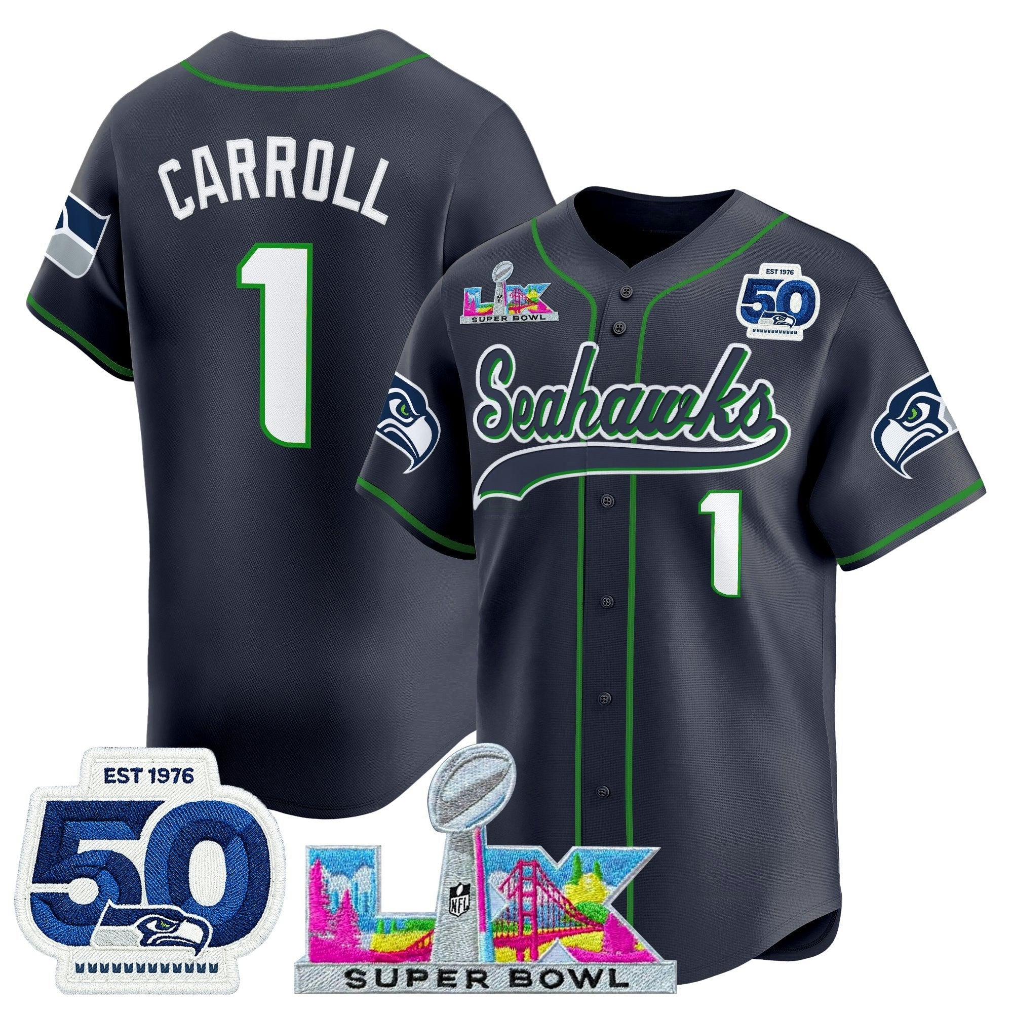 Camisa NFL Men’s Seattle “Super Bowl LX & United States 250th Anniversary Patch” Vapor Jersey