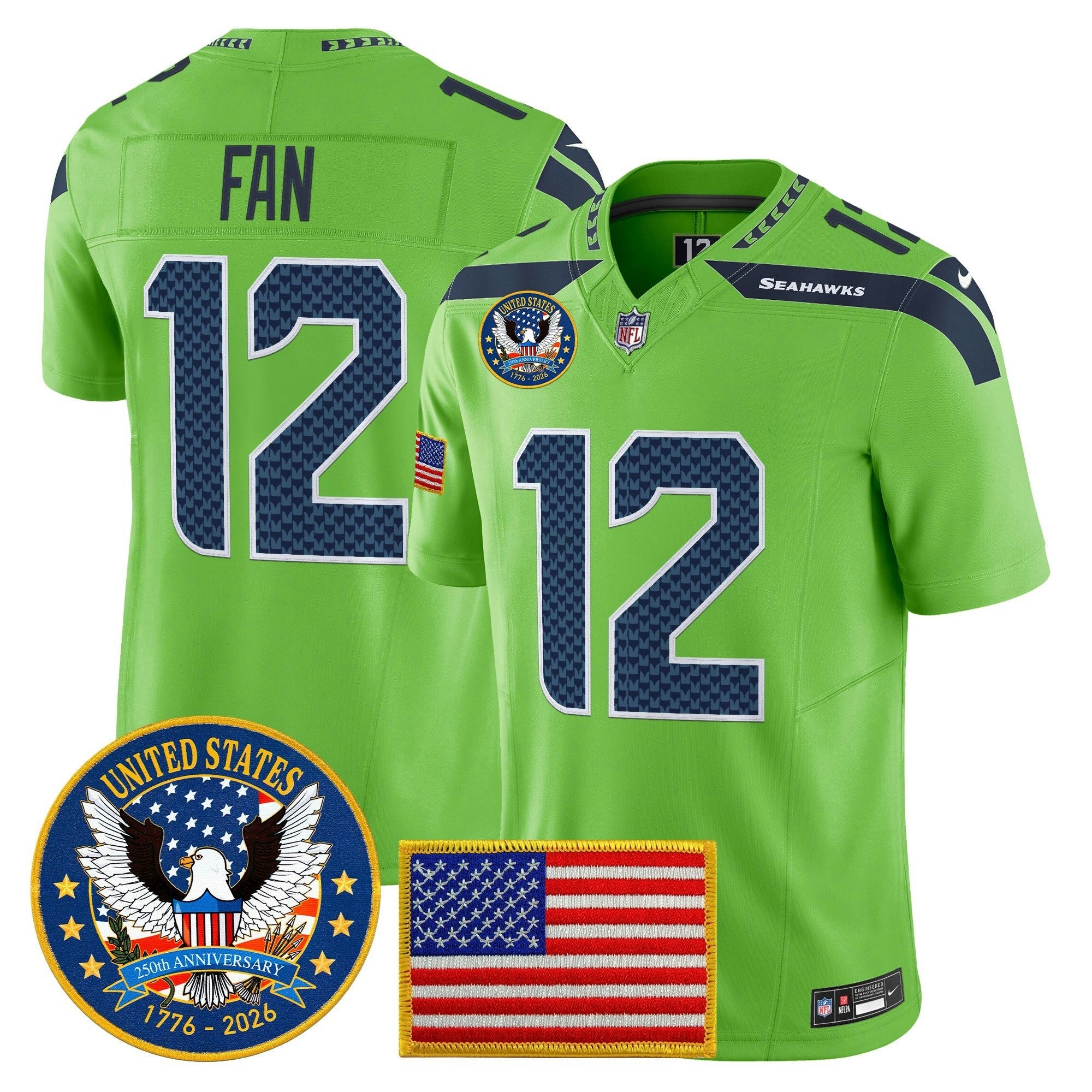 Camisa NFL Men’s Seattle “United States 250th Anniversary Patch” Vapor Limited Jersey