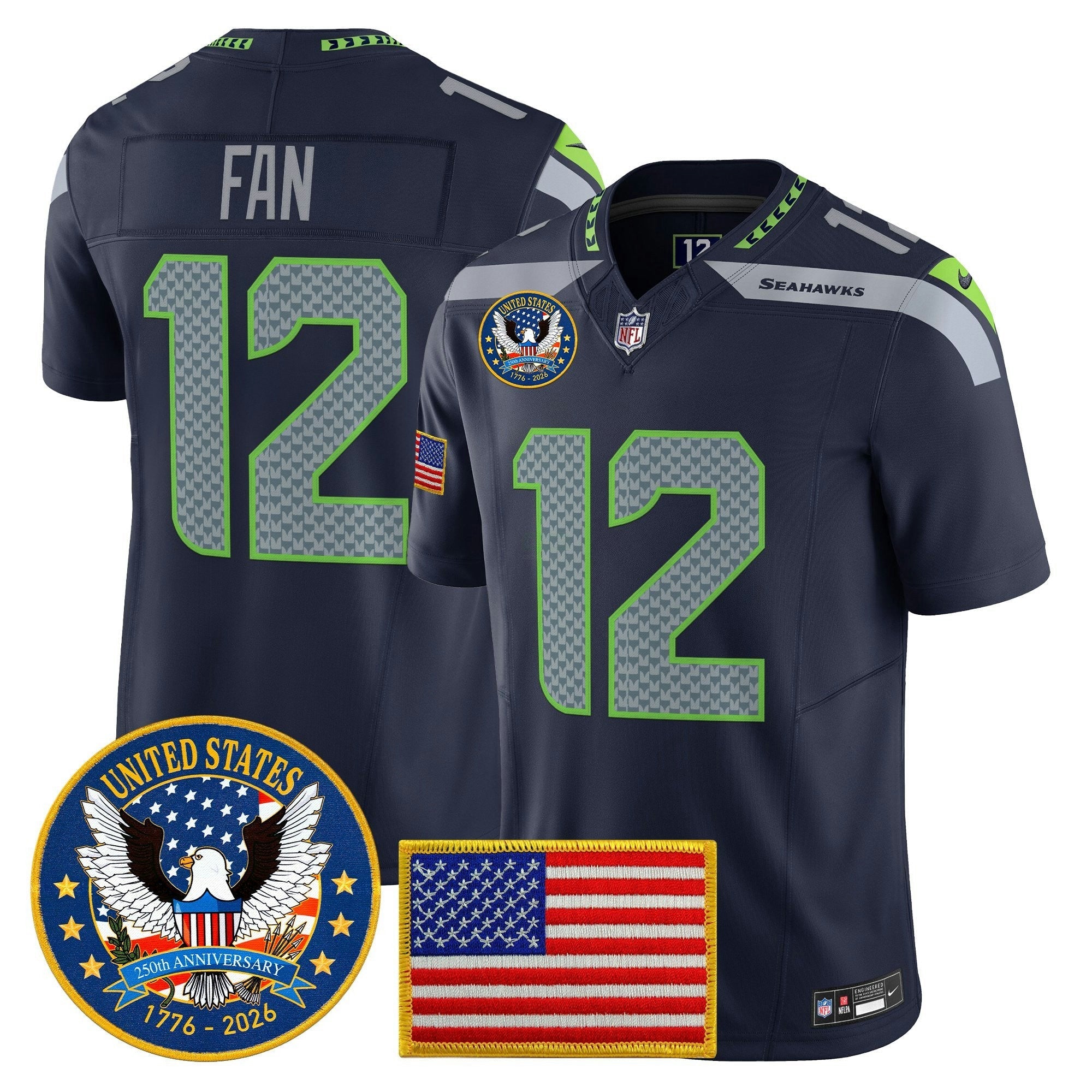 Camisa NFL Men’s Seattle “United States 250th Anniversary Patch” Vapor Limited Jersey
