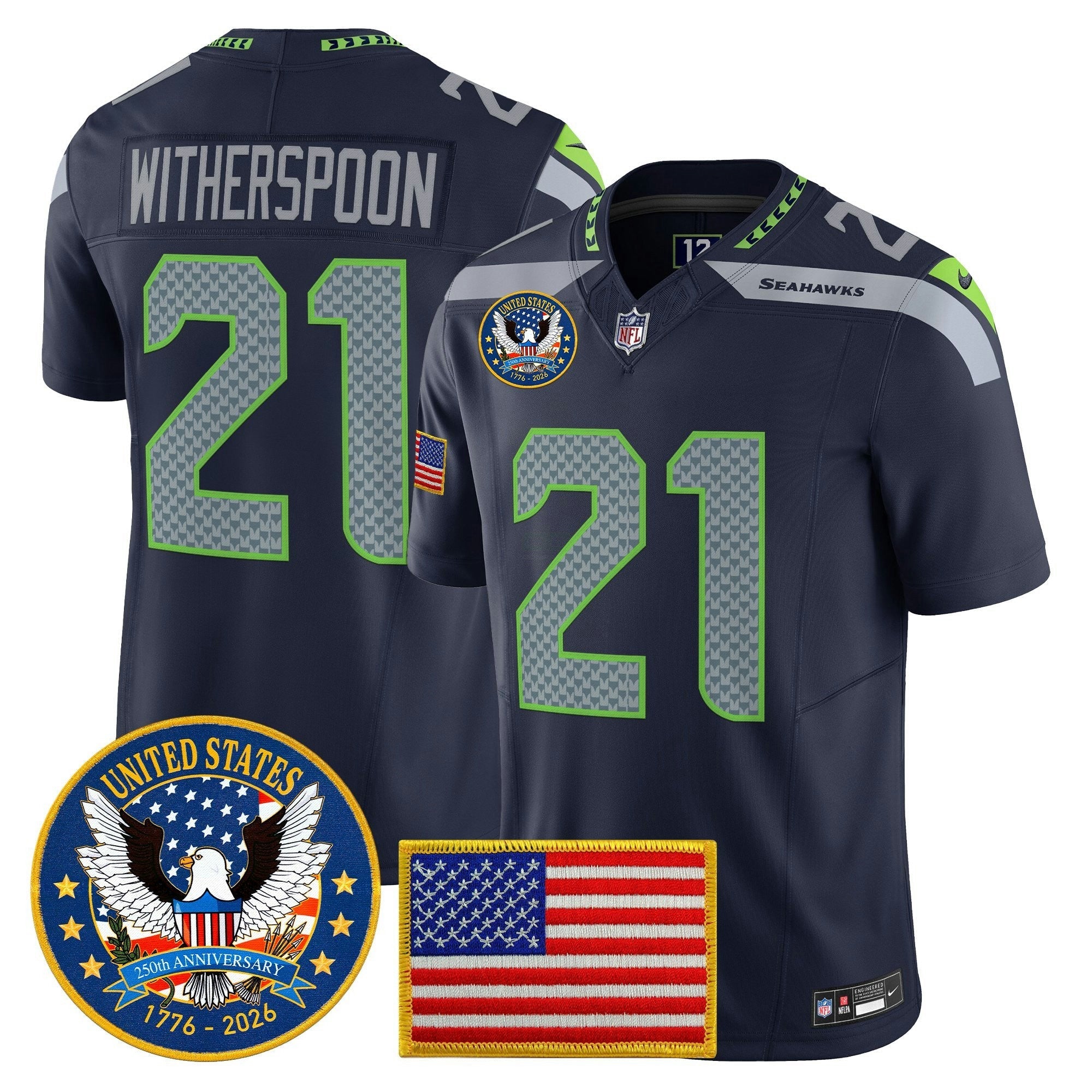 Camisa NFL Men’s Seattle “United States 250th Anniversary Patch” Vapor Limited Jersey